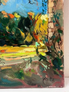 French Impressionist Signed Oil Tree in Landscape Bathed in Sunshine