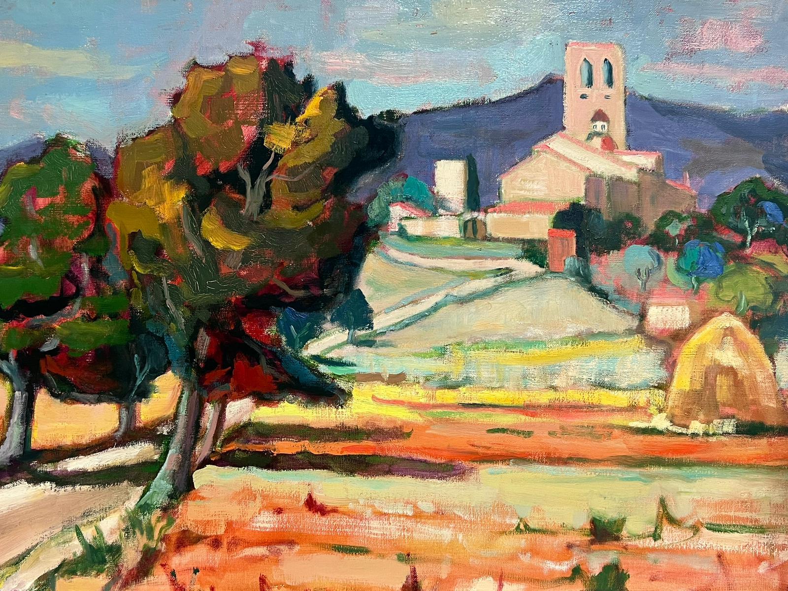Sun Scorched Provence Landscape Huge Post Impressionist Signed Oil Painting  For Sale 2