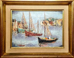 Mid Century French Impressionist Paris School Oil on Canvas, The Sailing boats