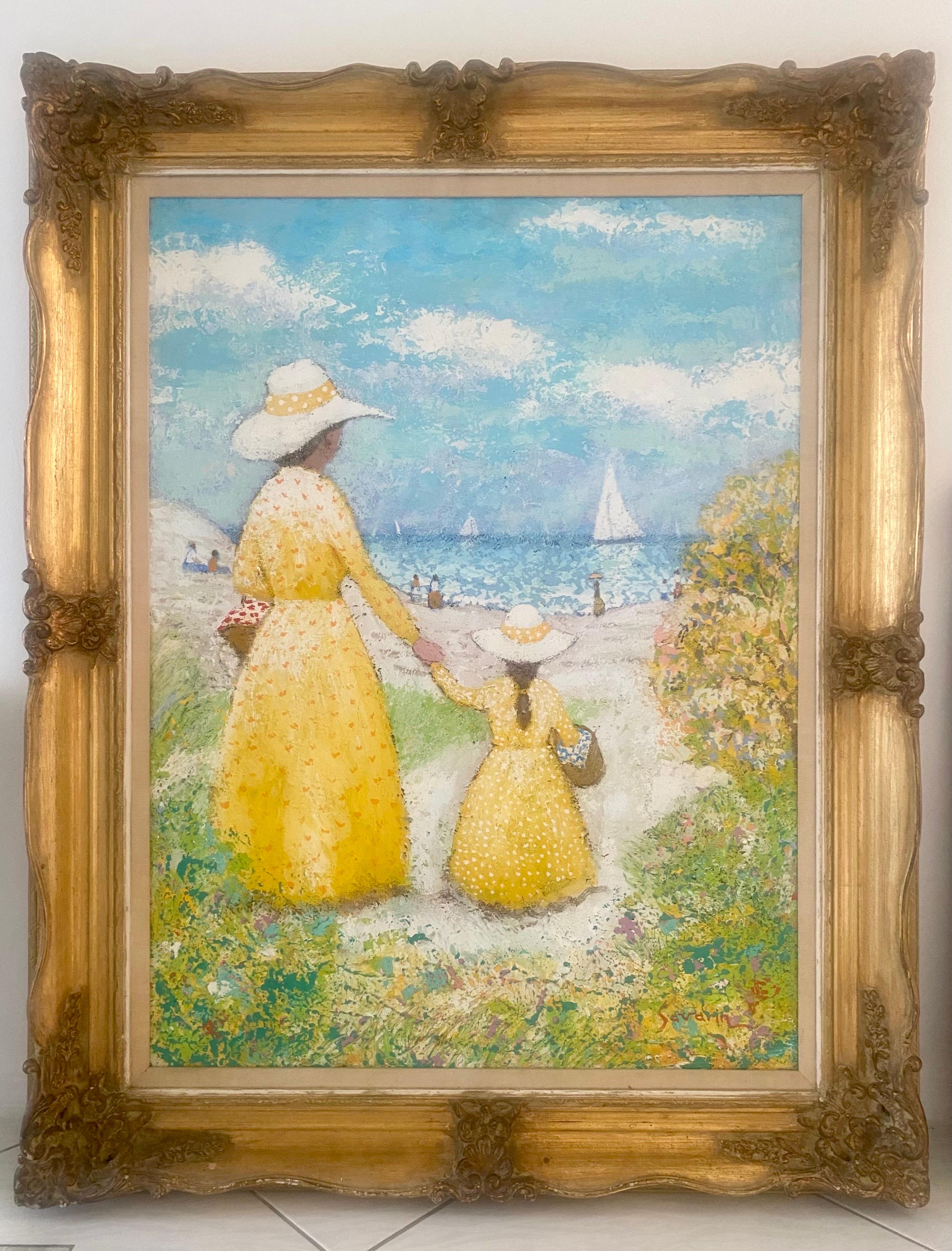 Michel Le Savarin Oil on Canvas Seaside Impressionist Painting 3