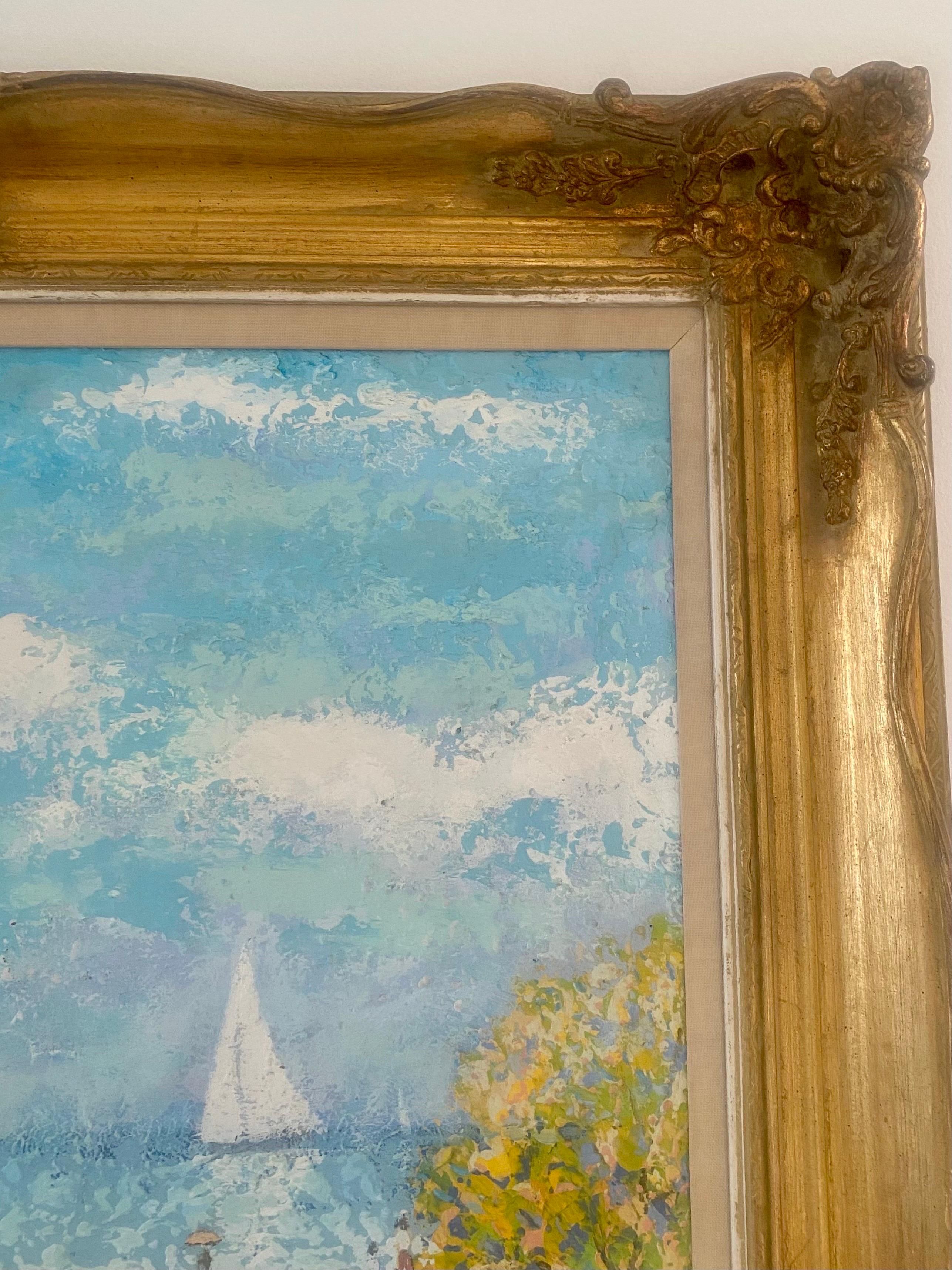 20th Century Michel Le Savarin Oil on Canvas Seaside Impressionist Painting