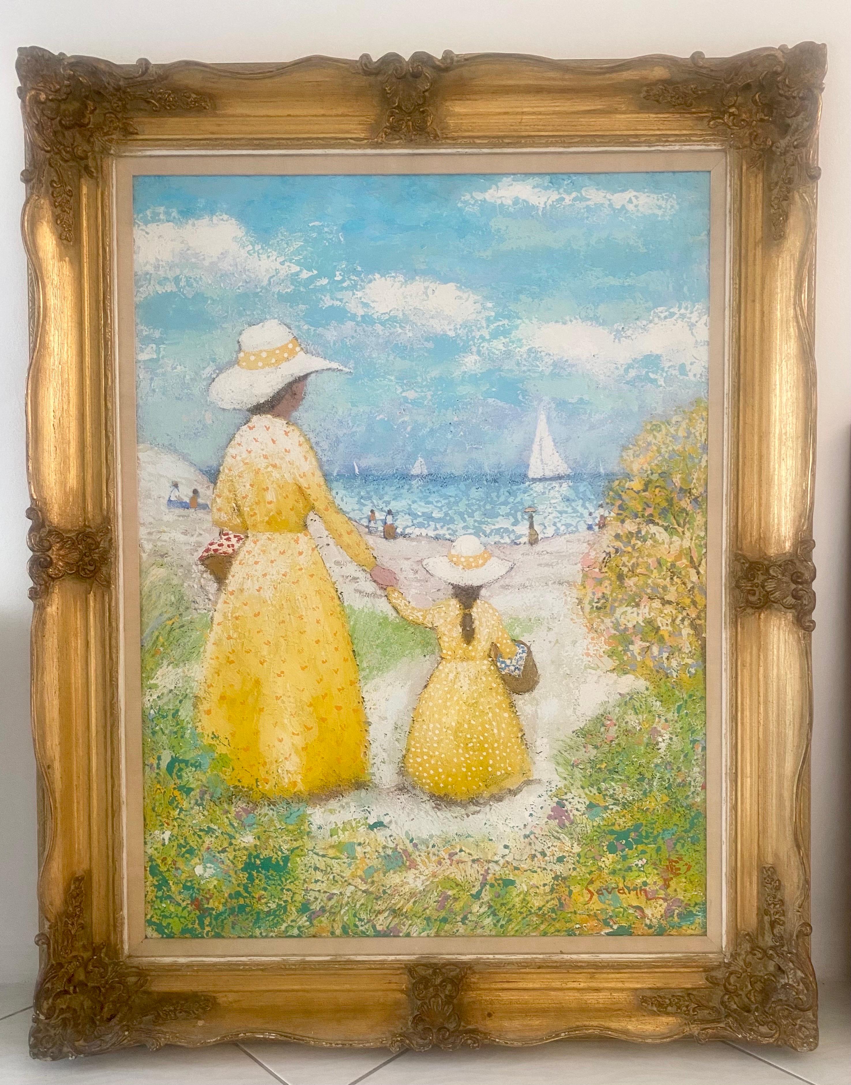 Michel Le Savarin Oil on Canvas Seaside Impressionist Painting 1