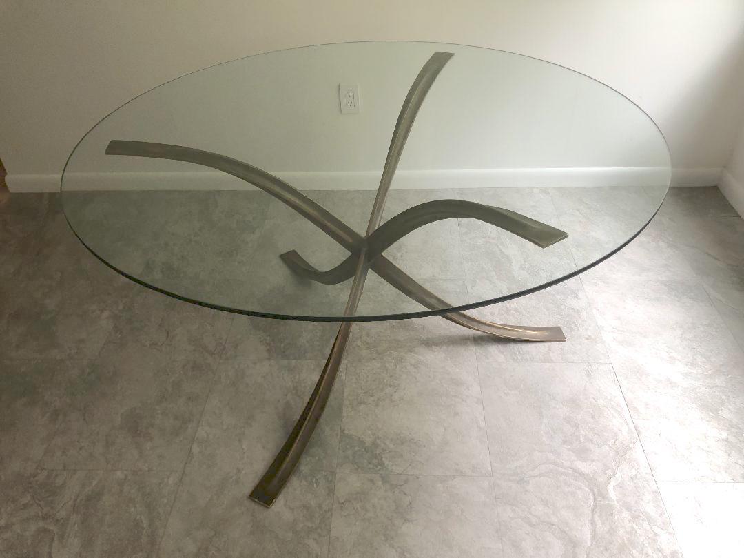 Rare 1960's  Bronze Dining / center table by Michel Mangematin.
The 48