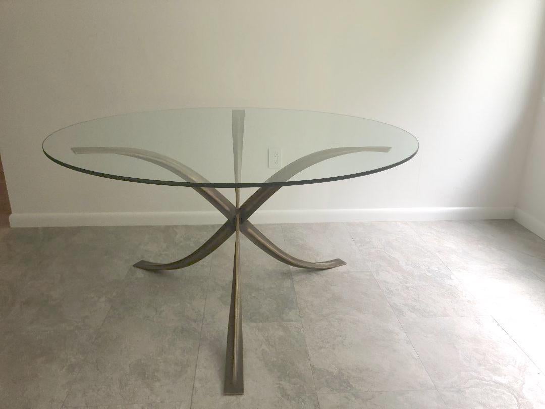 Mid-Century Modern Michel Mangematin Bronze Dining / Center Table For Sale