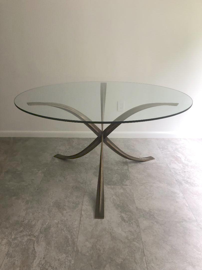 French Michel Mangematin Bronze Dining / Center Table For Sale