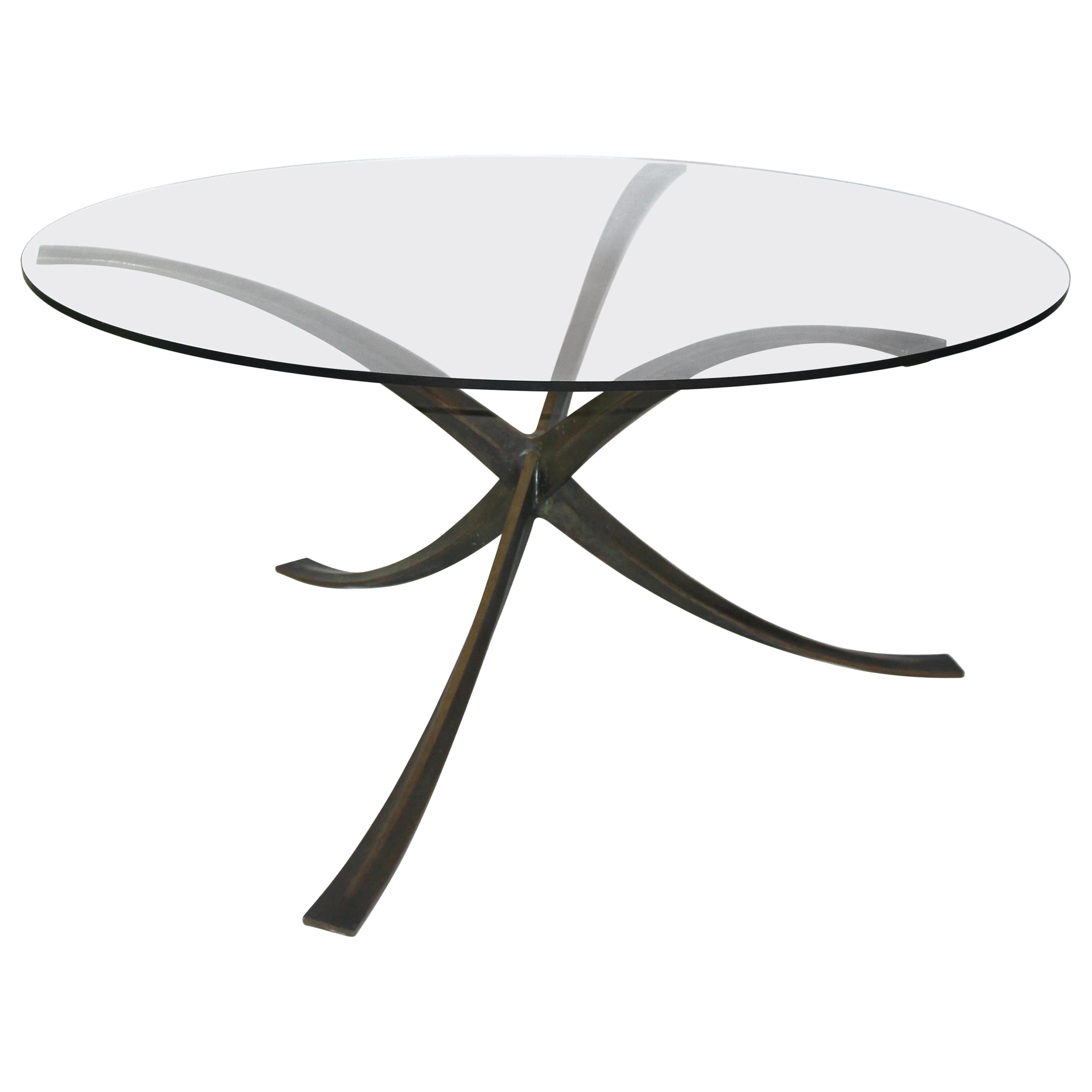 Michel Mangematin, Dining Table, Bronze and Glass, circa 1960, France