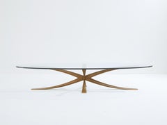 Michel Mangematin large bronze coffee table 1962