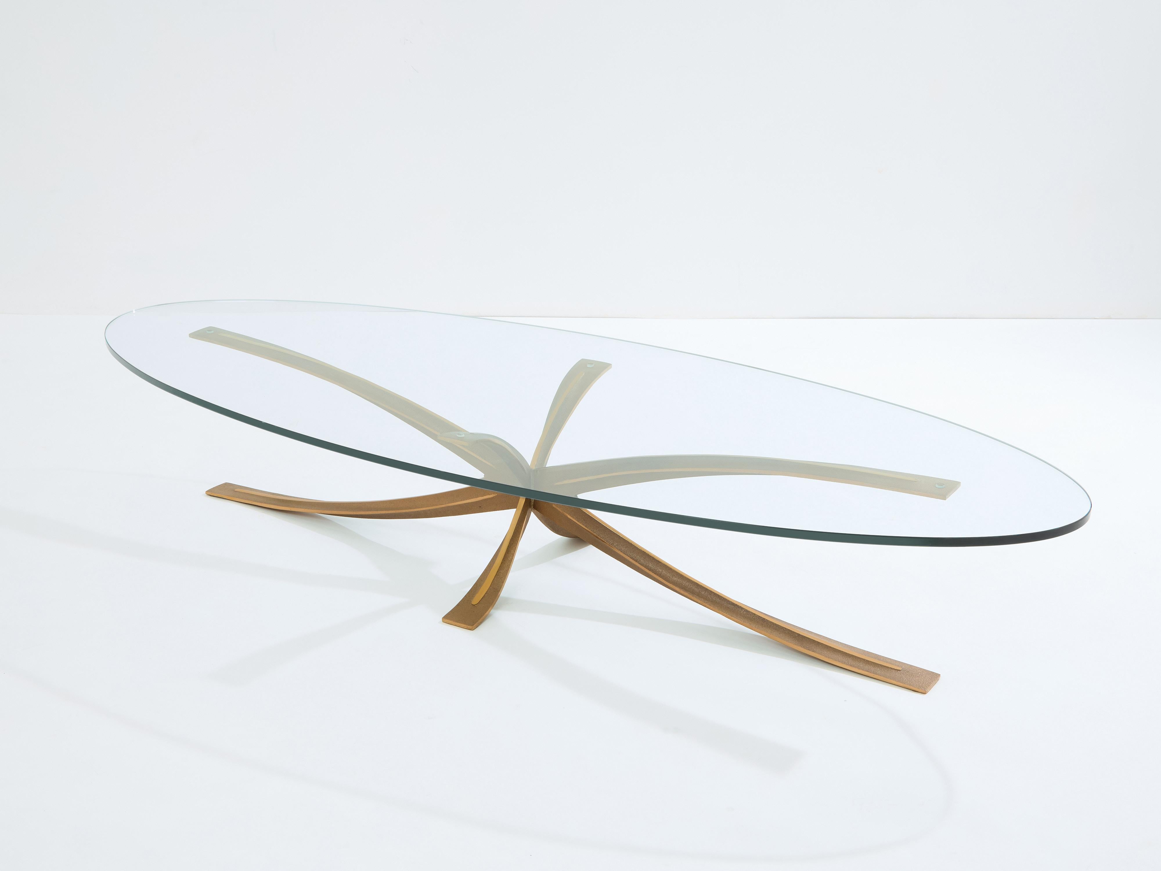 Mid-Century Modern Grande table basse en bronze de Michel Mangematin 1962 en vente