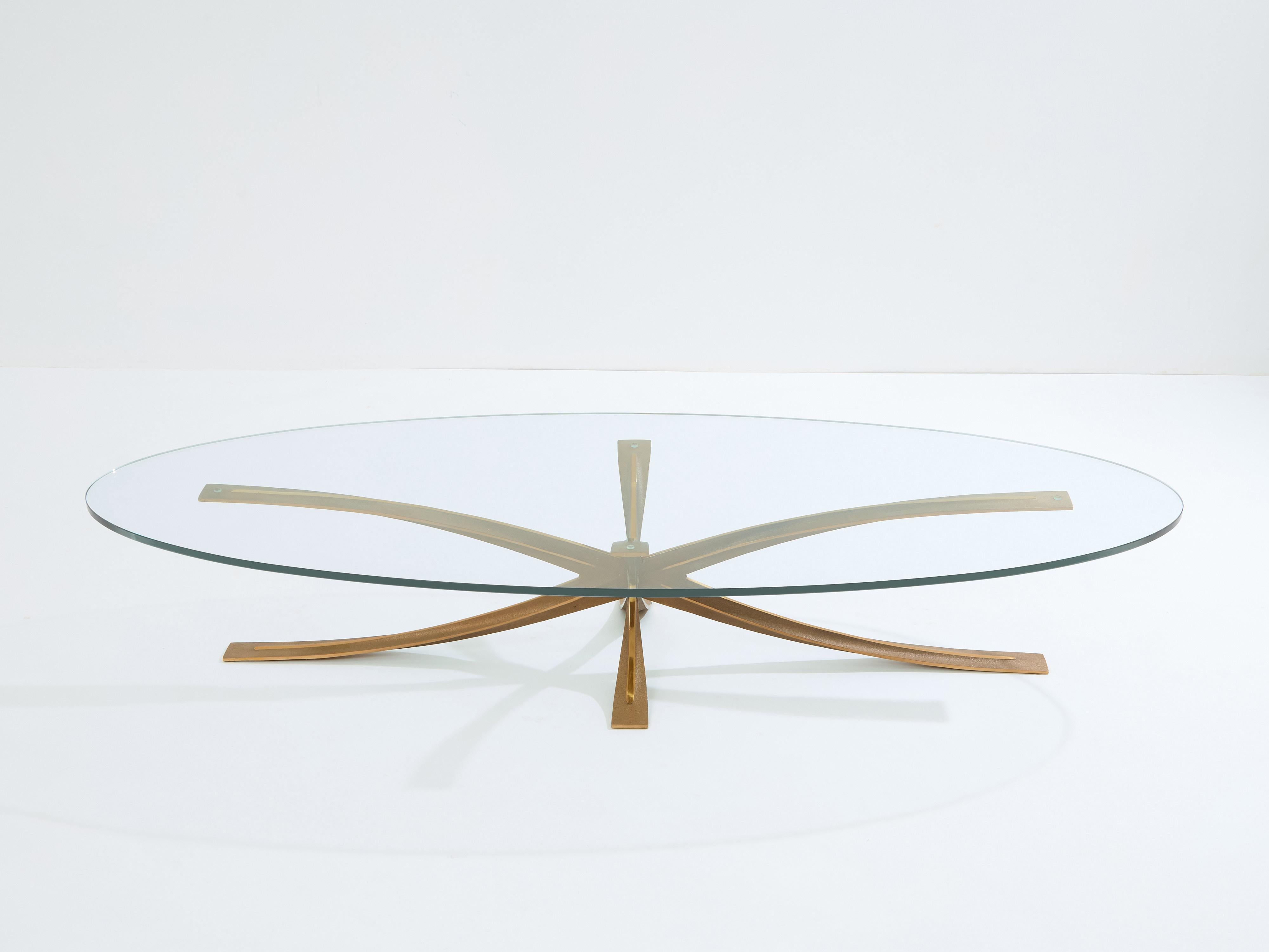 Bronze Grande table basse en bronze de Michel Mangematin 1962 en vente