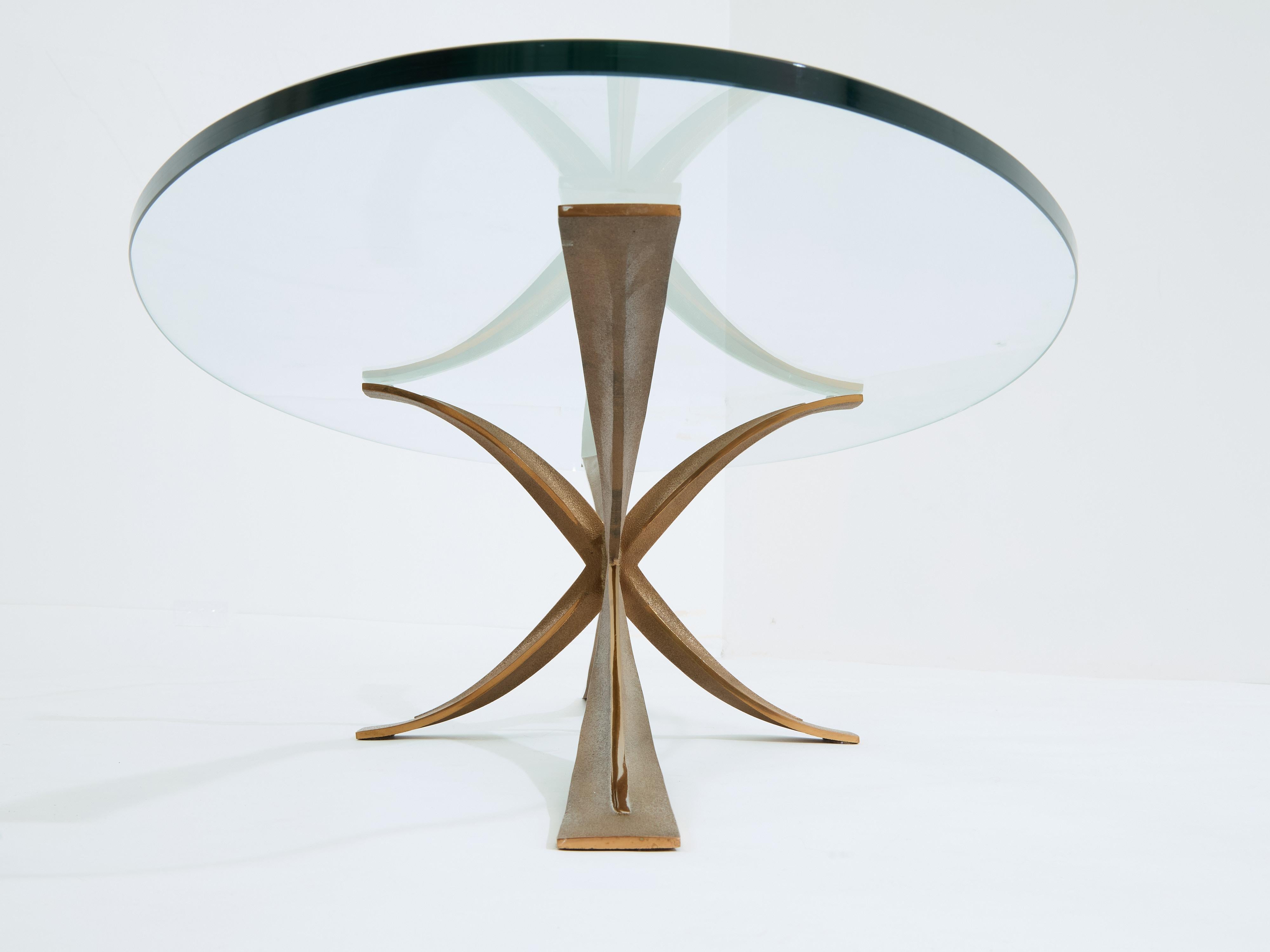 Grande table basse en bronze de Michel Mangematin 1962 en vente 1