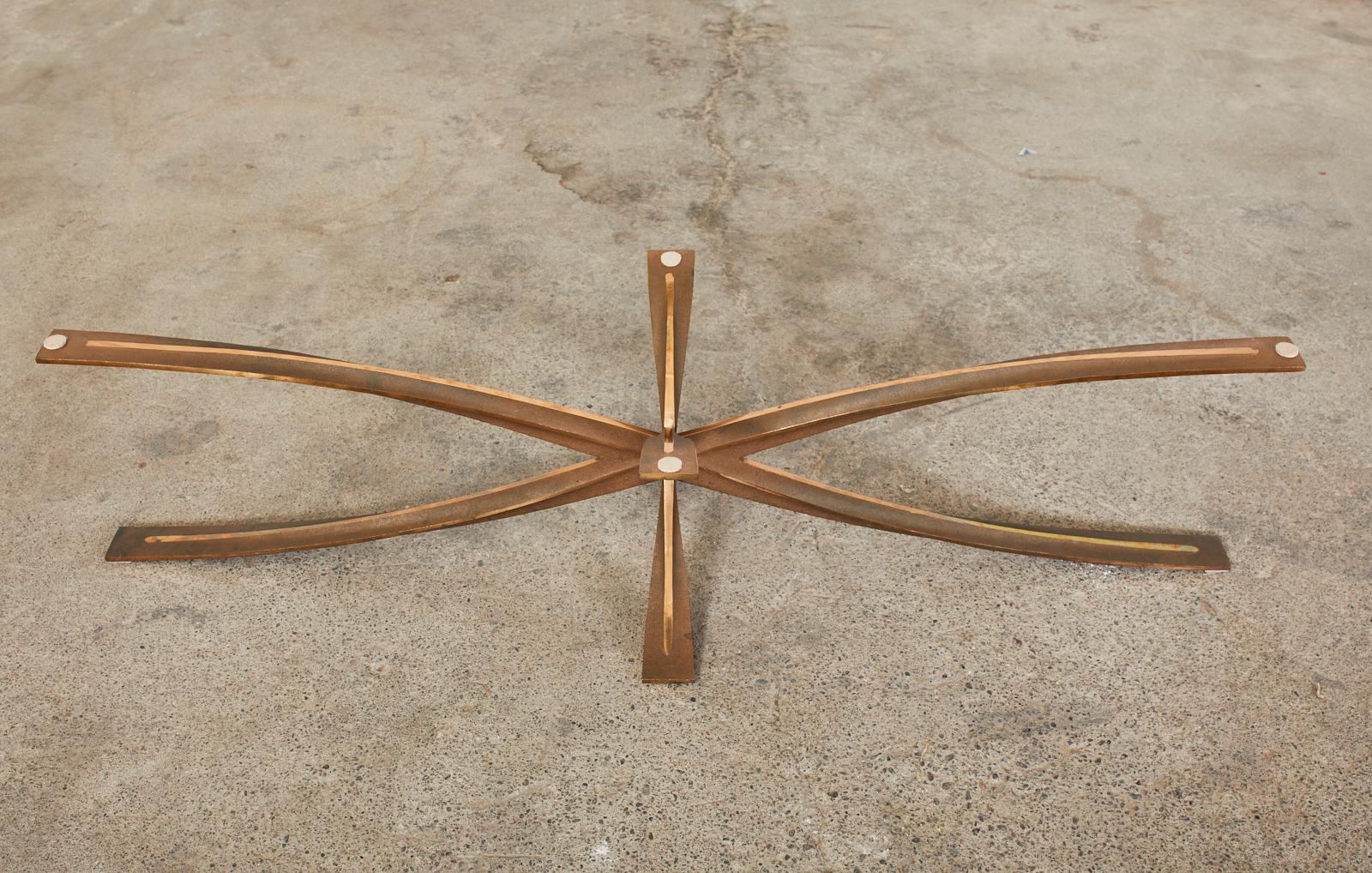 Michel Mangematin Oval Bronze Star Cocktail Coffee Table For Sale 9