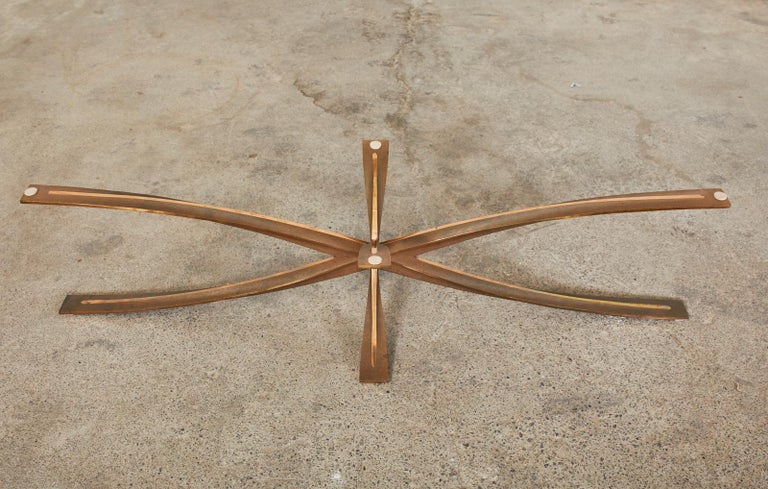 Michel Mangematin Oval Bronze Star Cocktail Coffee Table For Sale 10
