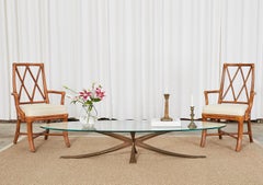 Michel Mangematin Oval Bronze Star Cocktail Coffee Table