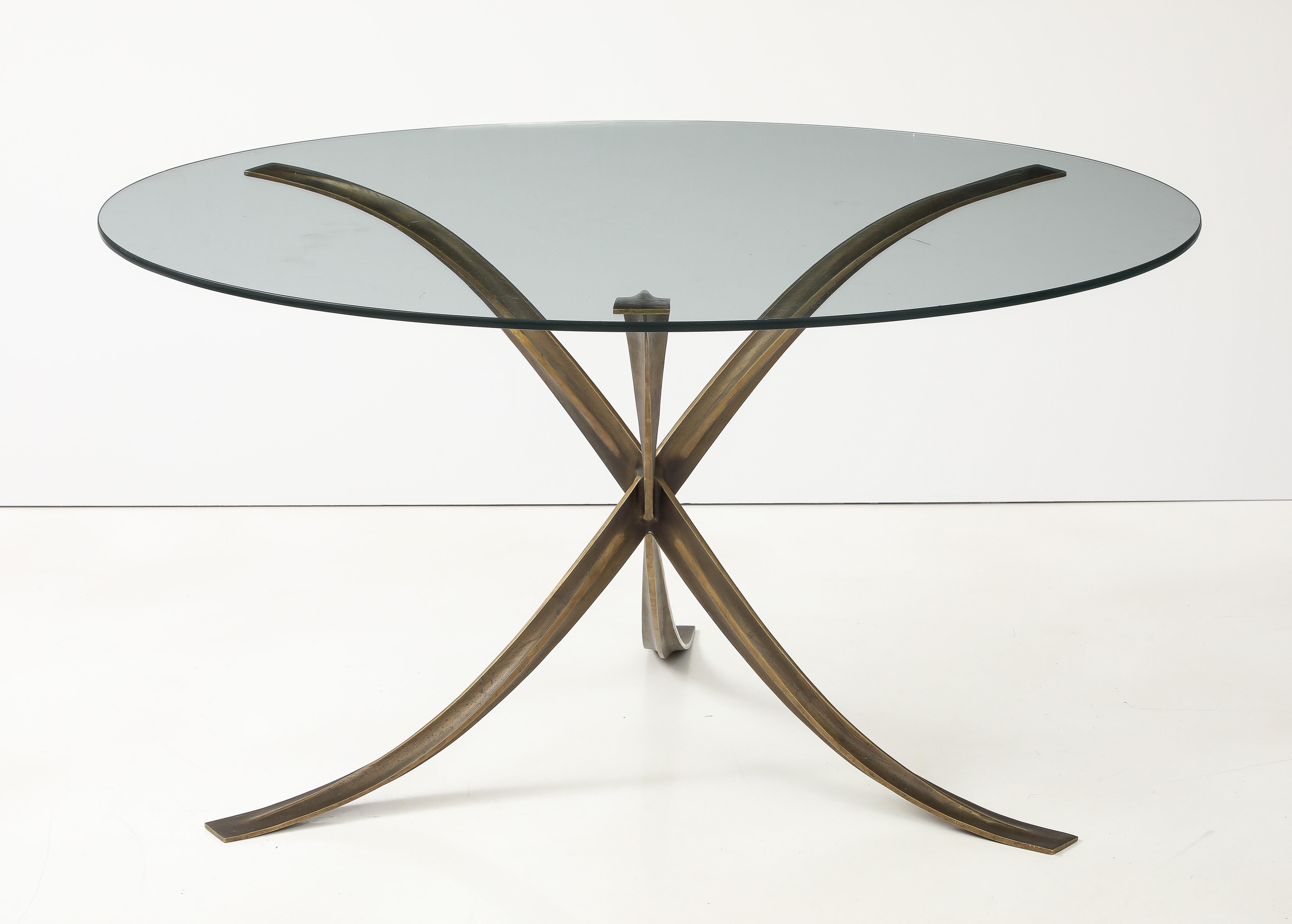 Mid-Century moderno Michel Mangematin Sculptural French. 1960 Mid Century Bronze Dining Center Table in vendita
