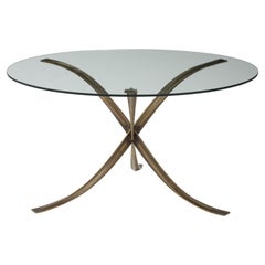 Table centrale de salle à manger française sculpturale en bronze du milieu du siècle dernier de Michel Mangematin, 1960