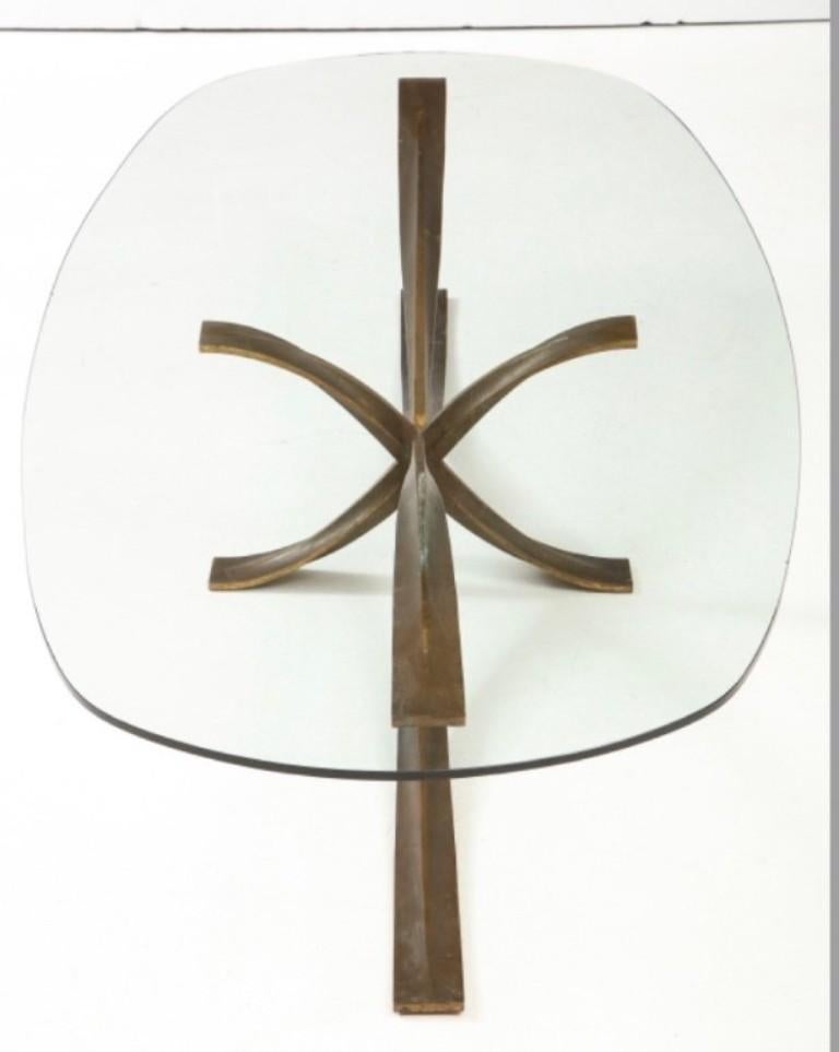 Mid-Century Modern Michel Mangmatin Bronze Star Coffee Table