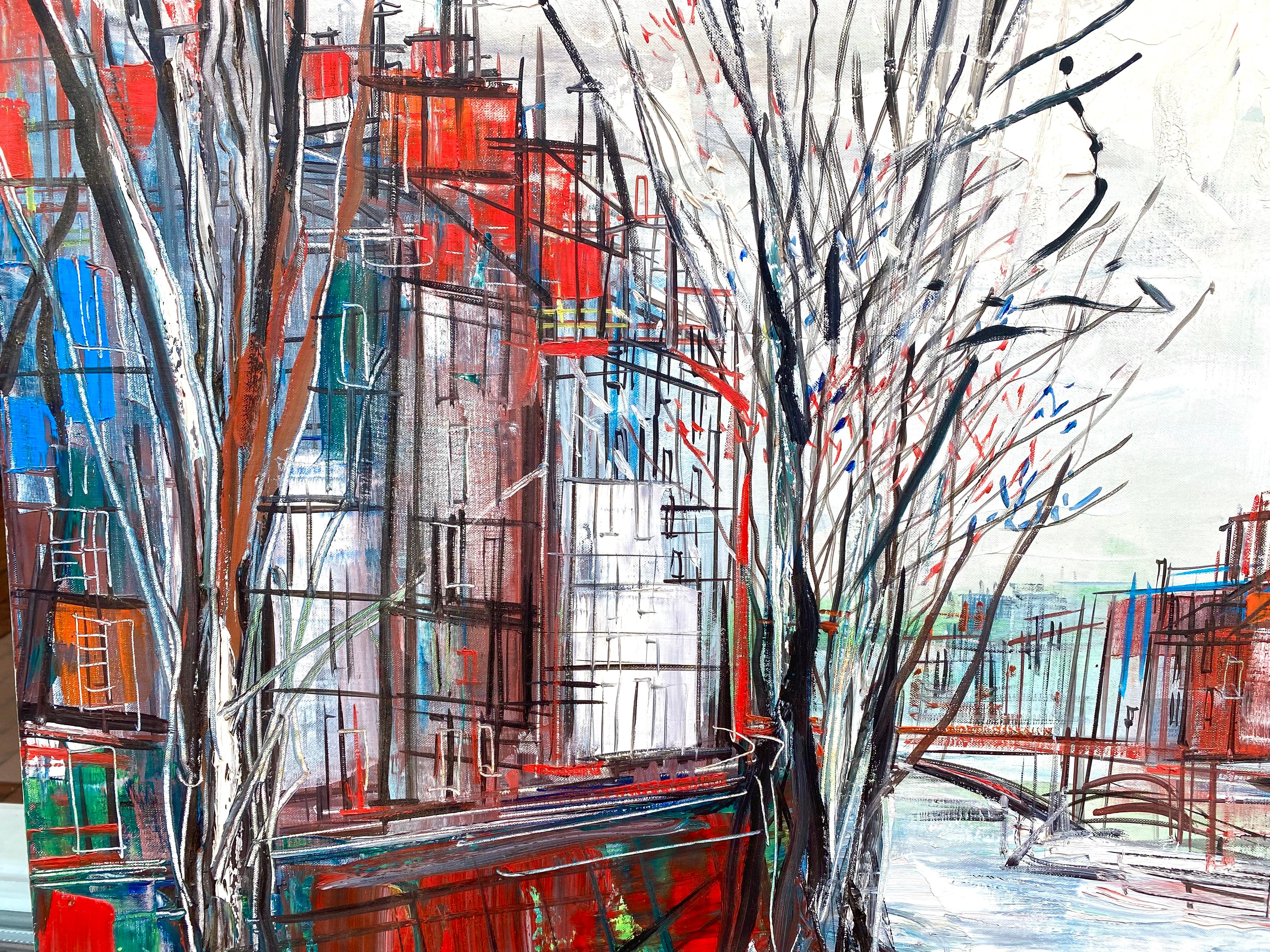 Paris, La Seine - Postmoderne Painting par Michel Marie Poulain
