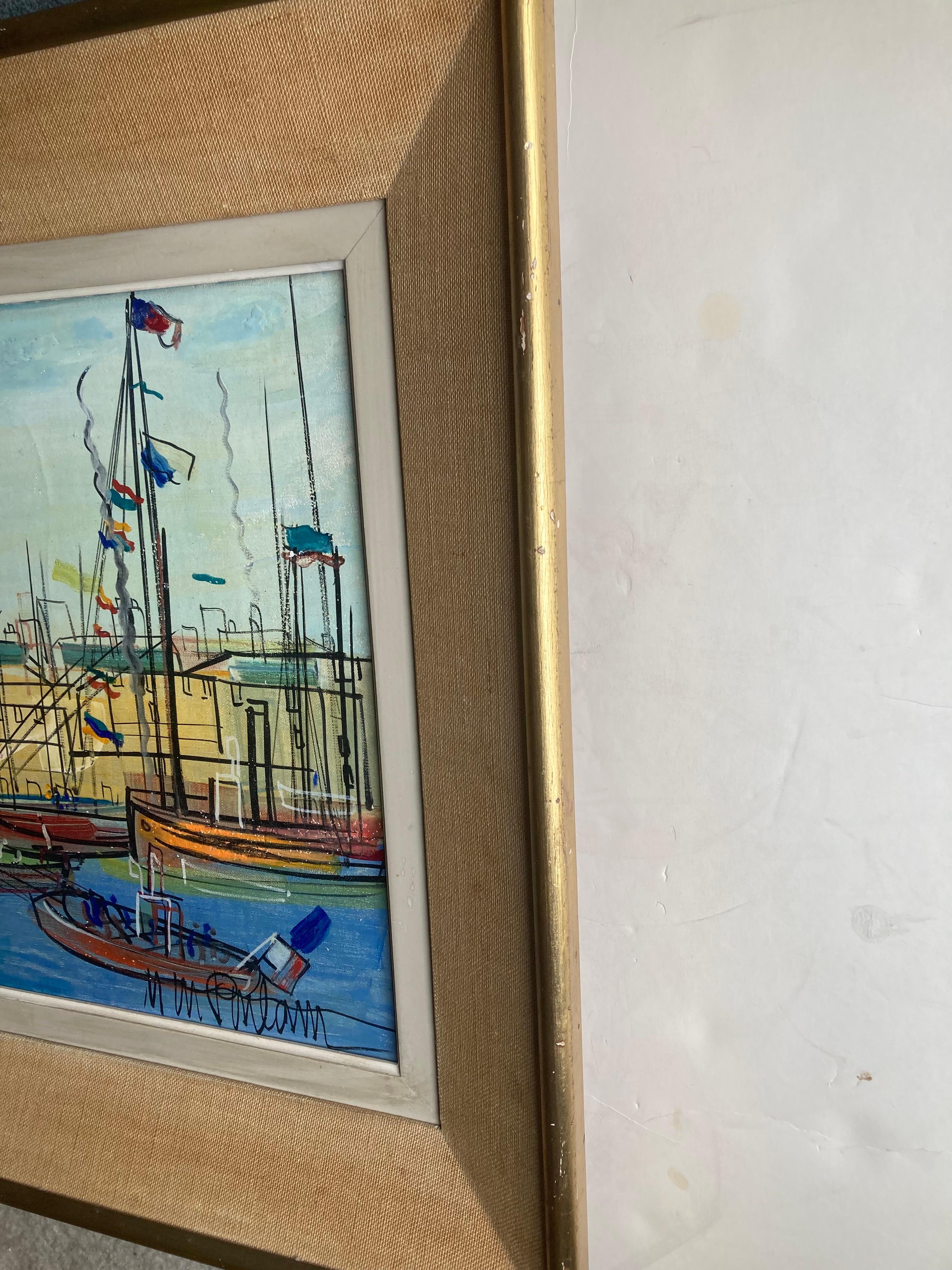 Michel-Marie Poulain dipinto a olio su tela, paesaggio marino firmato. in vendita 2