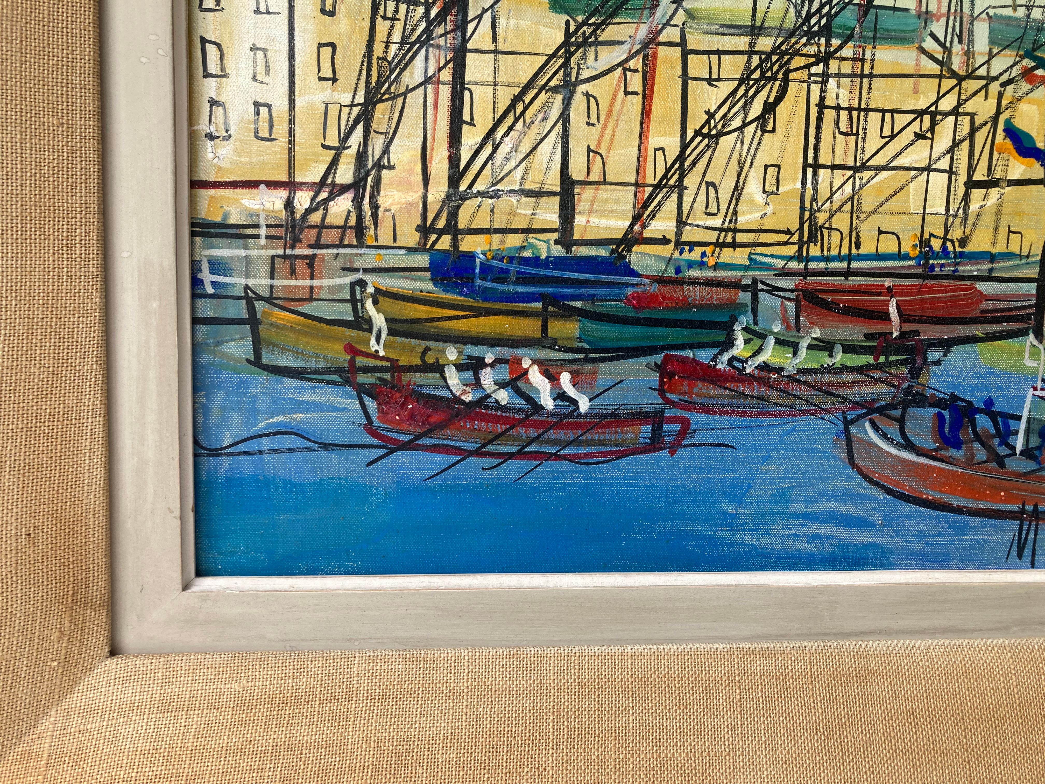Michel-Marie Poulain dipinto a olio su tela, paesaggio marino firmato. in vendita 1