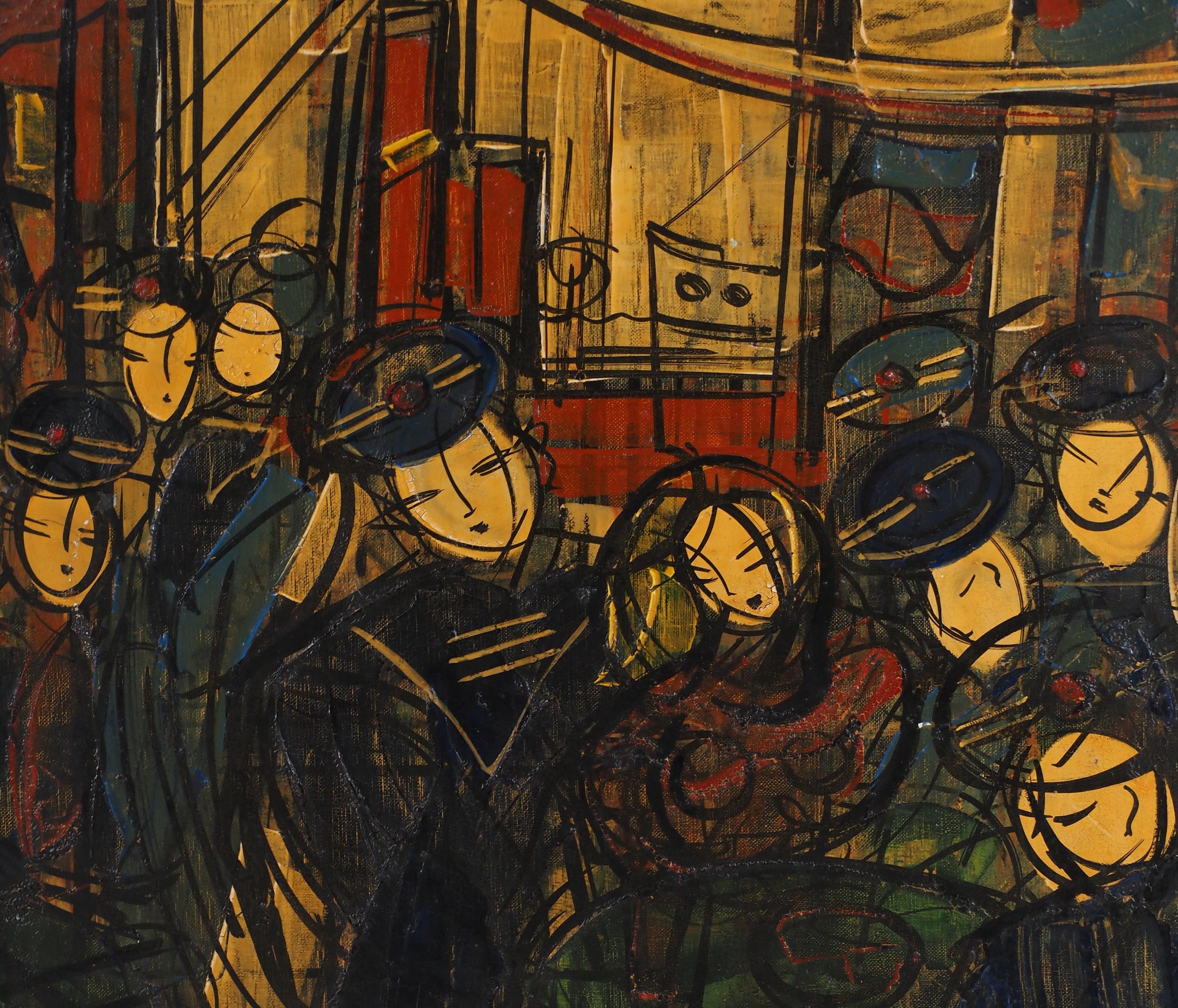 Fiesta Nacional : Marineros divirtiéndose - Pintura al óleo original alta, firmada en venta 1