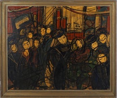 Fiesta Nacional : Marineros divirtiéndose - Pintura al óleo original alta, firmada