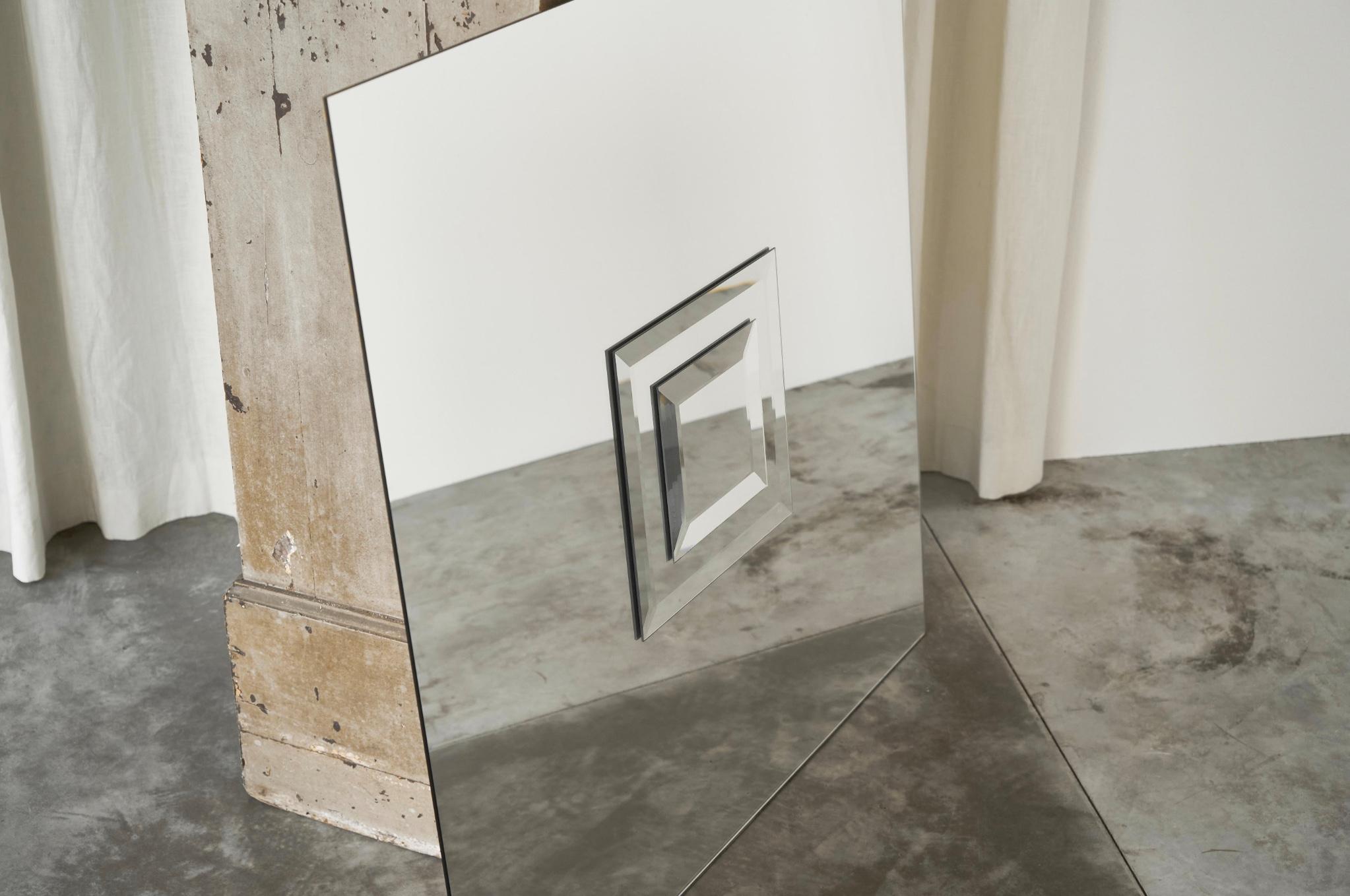 Mid-Century Modern Michel Martens Rare Large Art Mirror 1970s For Sale