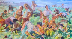 Huile sur toile de préparation de « La Vendange dans le Languedoc », Max Leenhardt