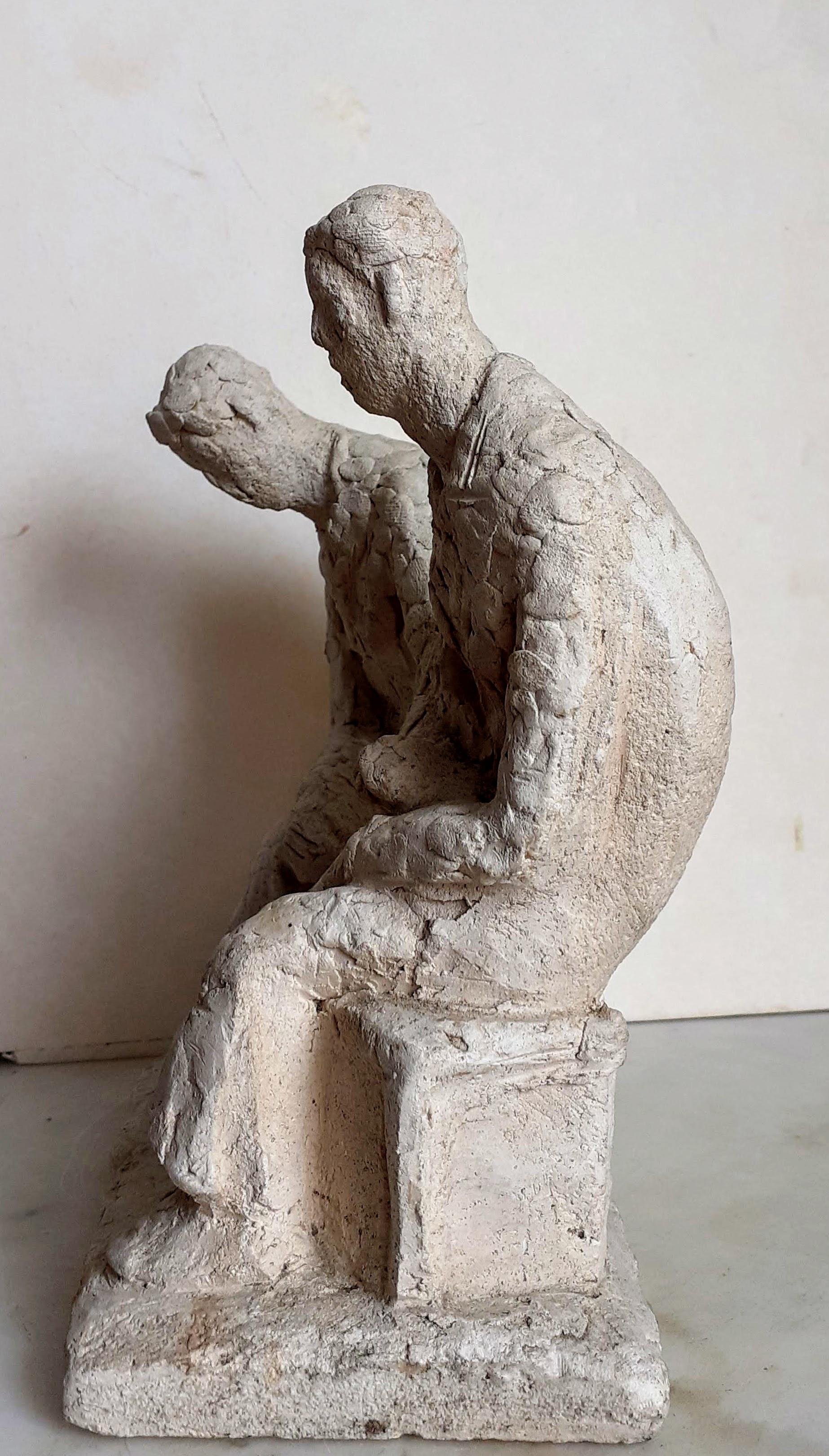 Freundschaft, Komfort: handgeformte Skulptur eines polnischen jüdischen französischen Künstlers  (Französische Schule), Sculpture, von Michel Milberger