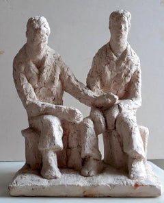 Vintage Friendship, comfort: hand modelled sculpture by Polish Jewish French artist 