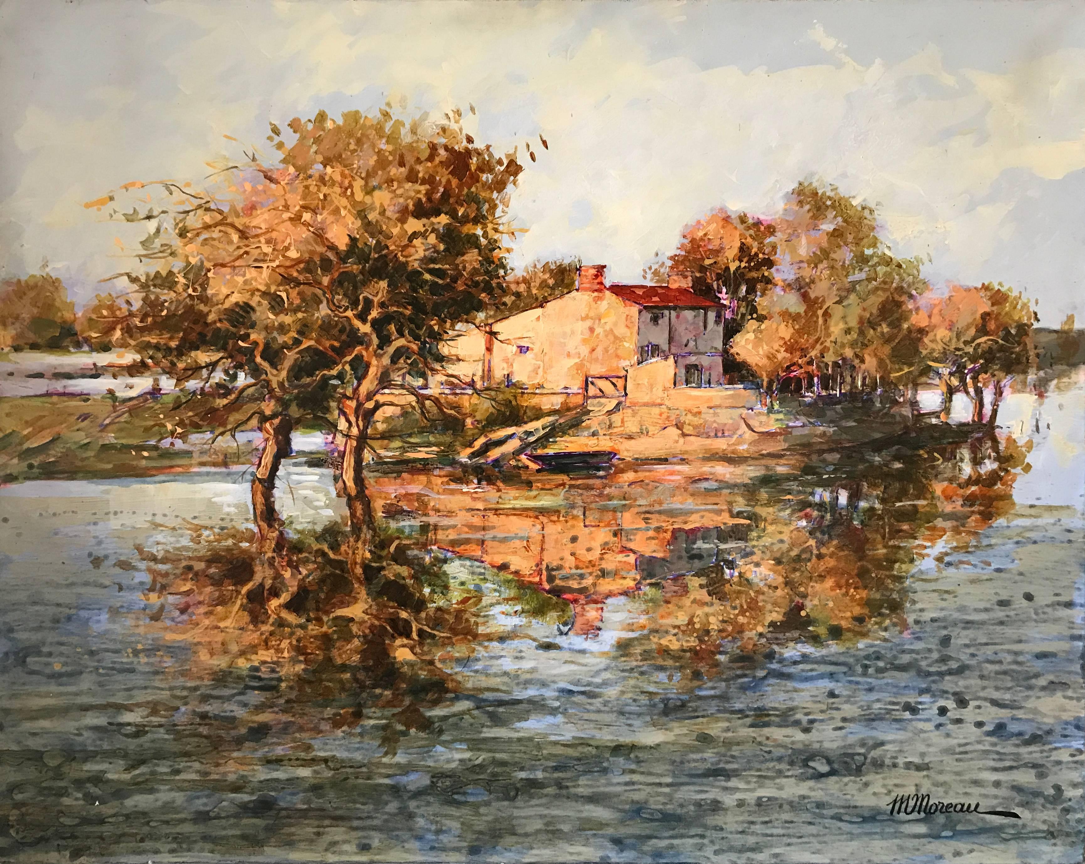 Michel Moreau Landscape Painting - Automne Sur la Loire