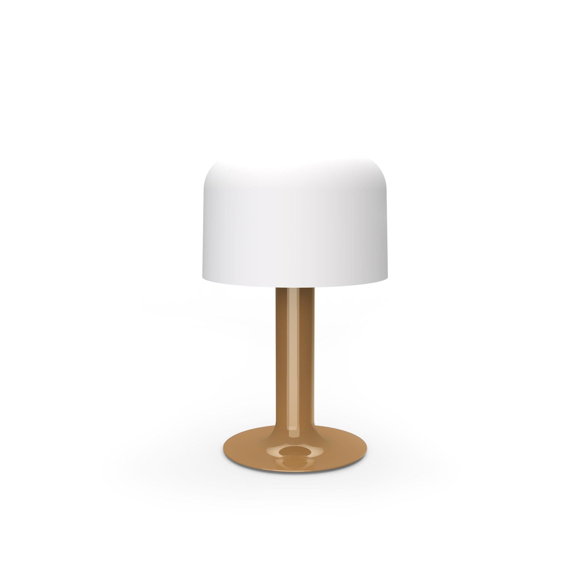 Michel Mortier 10497 Metal and Glass Table Lamp for Disderot in Chamois In New Condition For Sale In Glendale, CA