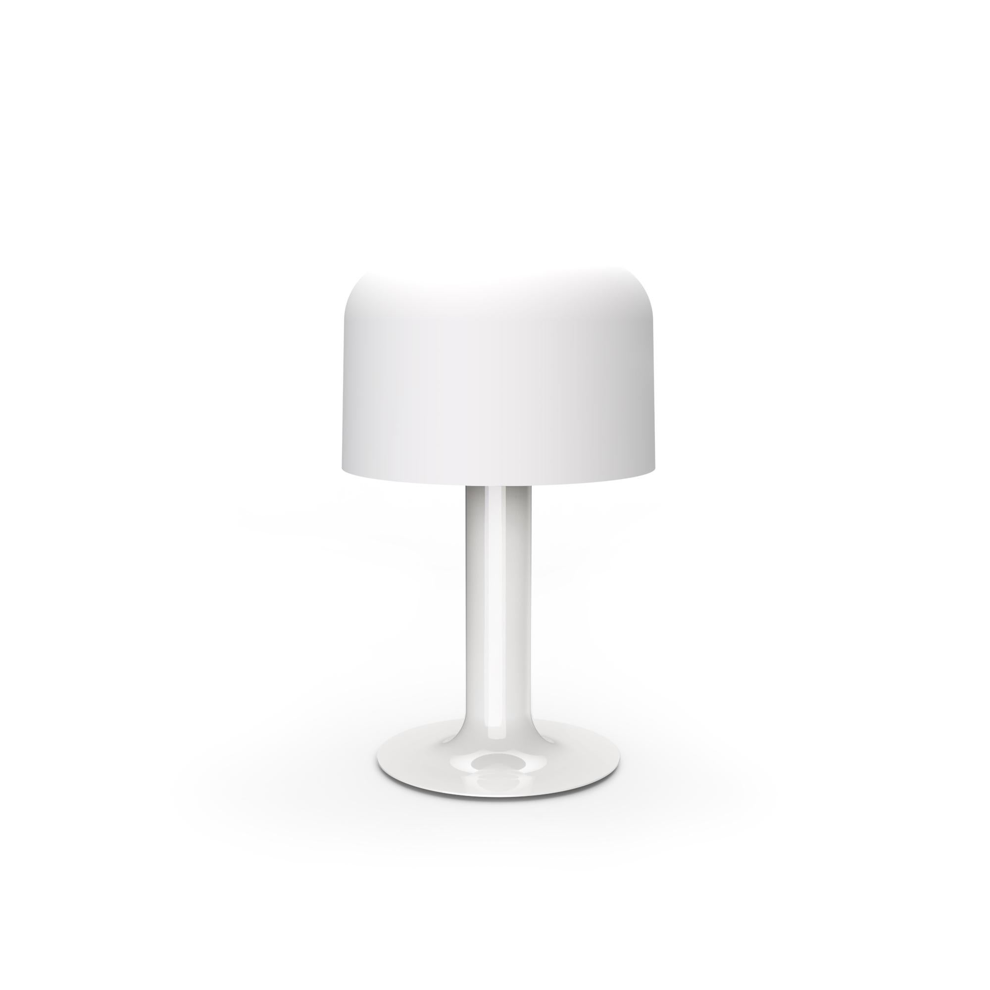Michel Mortier 10497 metal and glass table lamp for Disderot in white.

Originally designed in 1972, this sculptural table lamp is a newly produced numbered edition with an authentication certificate. Made in France by Disderot with many of the
