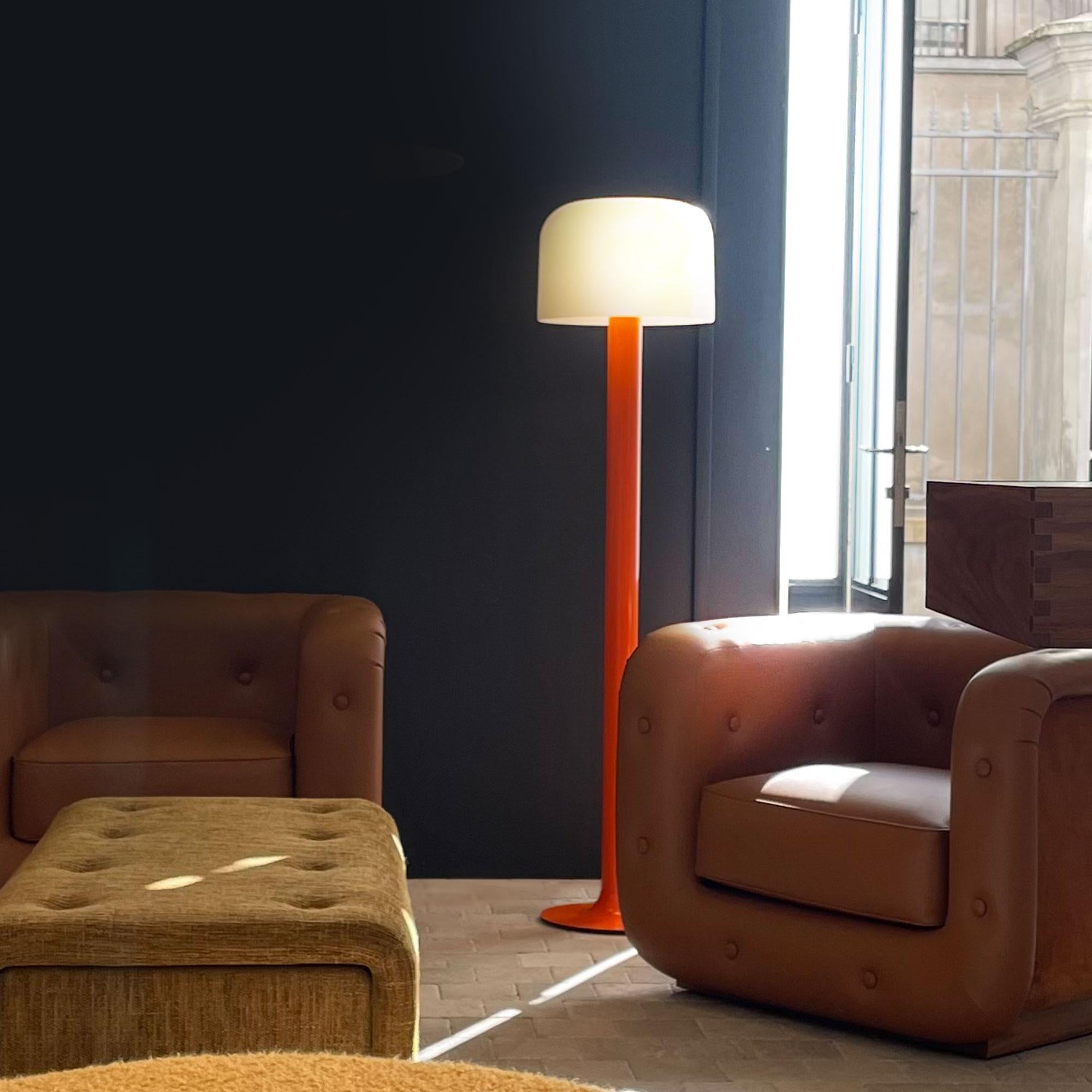 Stehlampe aus Metall und Glas von Michel Mortier 10527 für Disderot in Orange (Moderne der Mitte des Jahrhunderts) im Angebot