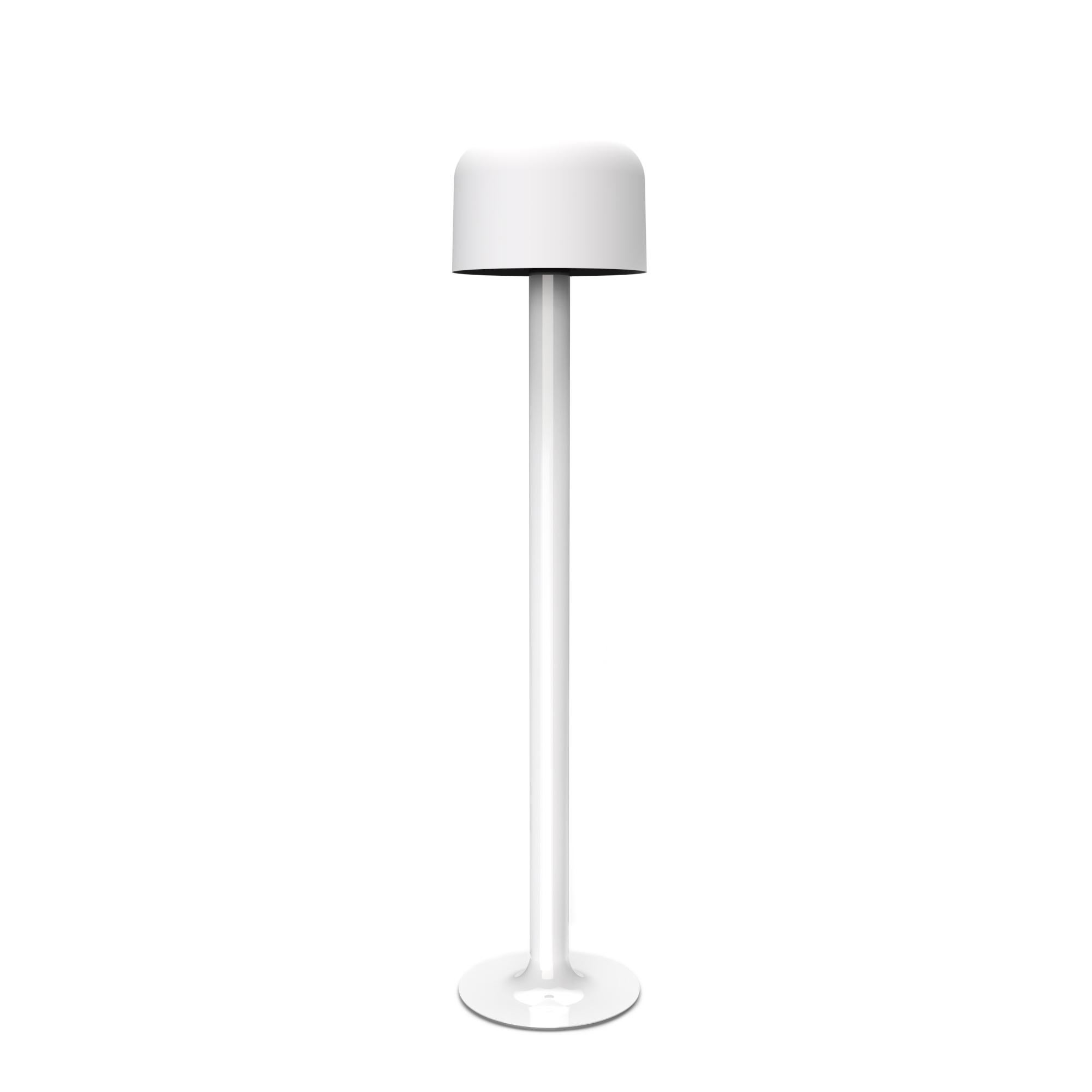 Michel Mortier 10527 metal and glass floor lamp for Disderot in white.

Originally designed in 1972, this sculptural floor lamp is a newly produced numbered edition with an authentication certificate. Made in France by Disderot with many of the same
