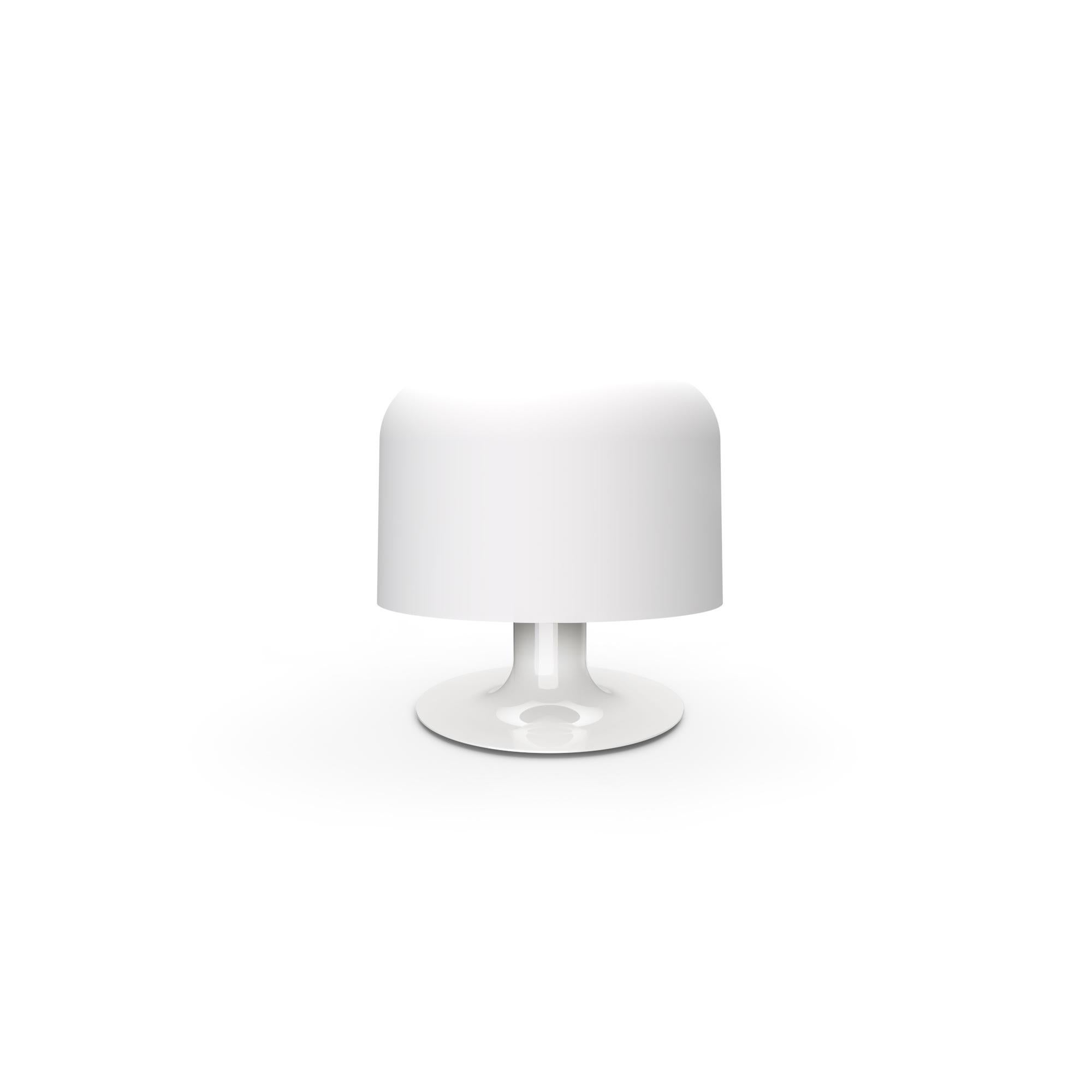 Michel Mortier 10576 metal and glass table lamp for Disderot in white.

Originally designed in 1972, this sculptural table lamp is a newly produced numbered edition with an authentication certificate. Made in France by Disderot with many of the
