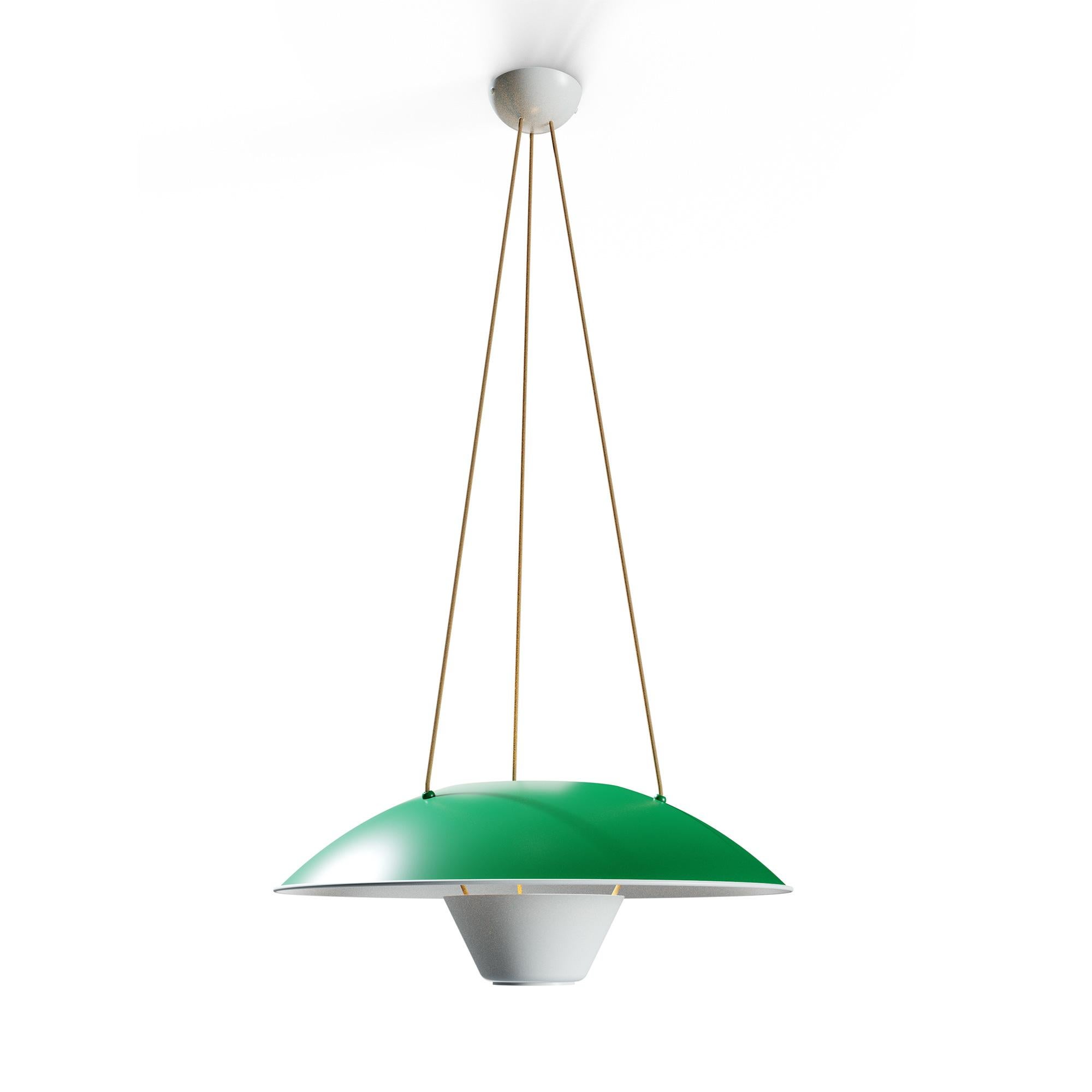 Mid-Century Modern Michel Mortier M4 Suspension Lamp in Green for Disderot For Sale