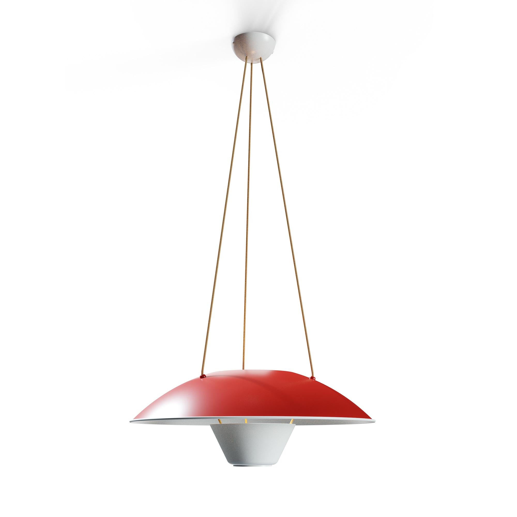 Mid-Century Modern Michel Mortier M4 Suspension Lamp in Red for Disderot For Sale