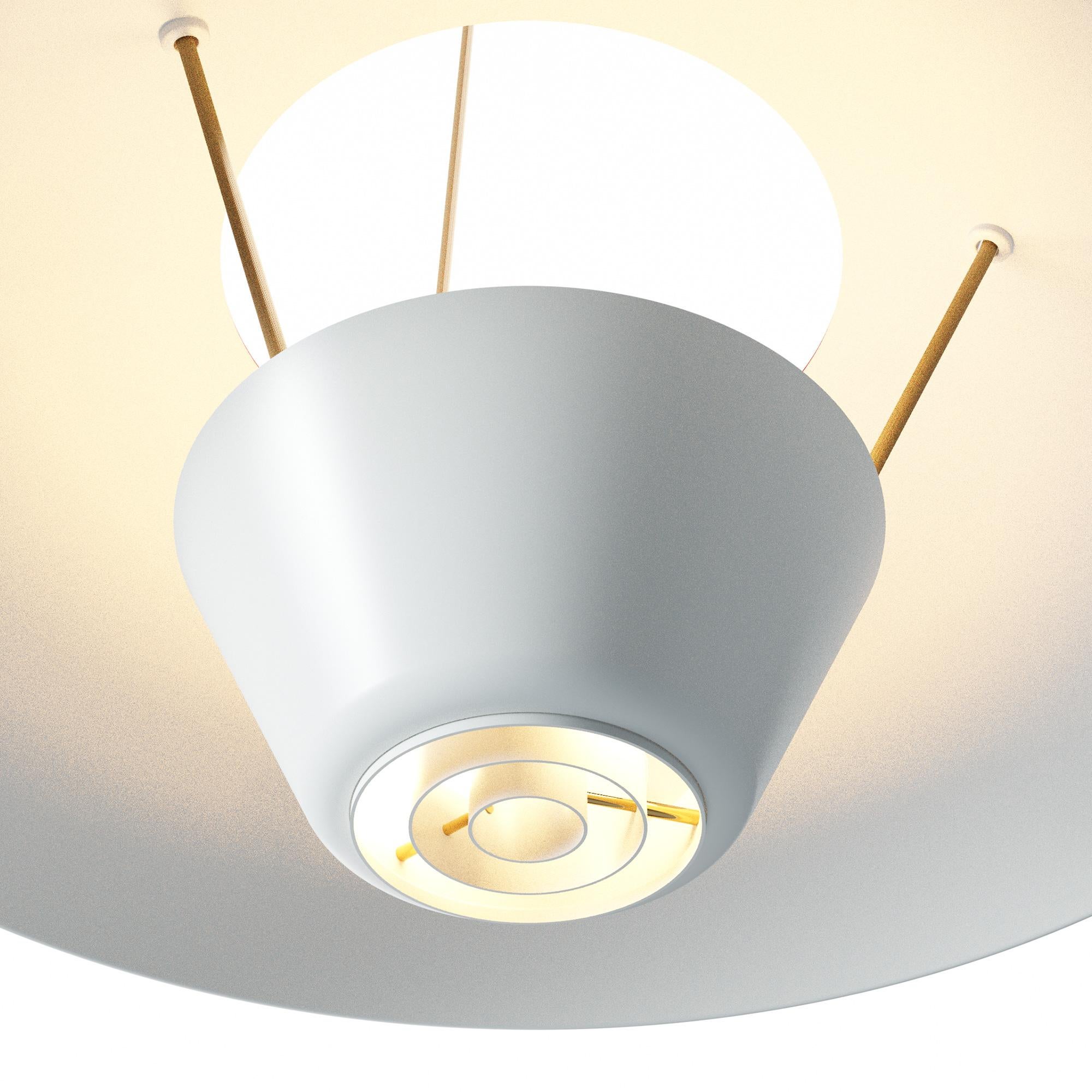 Mid-Century Modern Michel Mortier M4 Suspension Lamp in White for Disderot For Sale