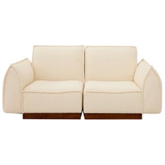 Michel Mortier Style Two-Seater White Couch