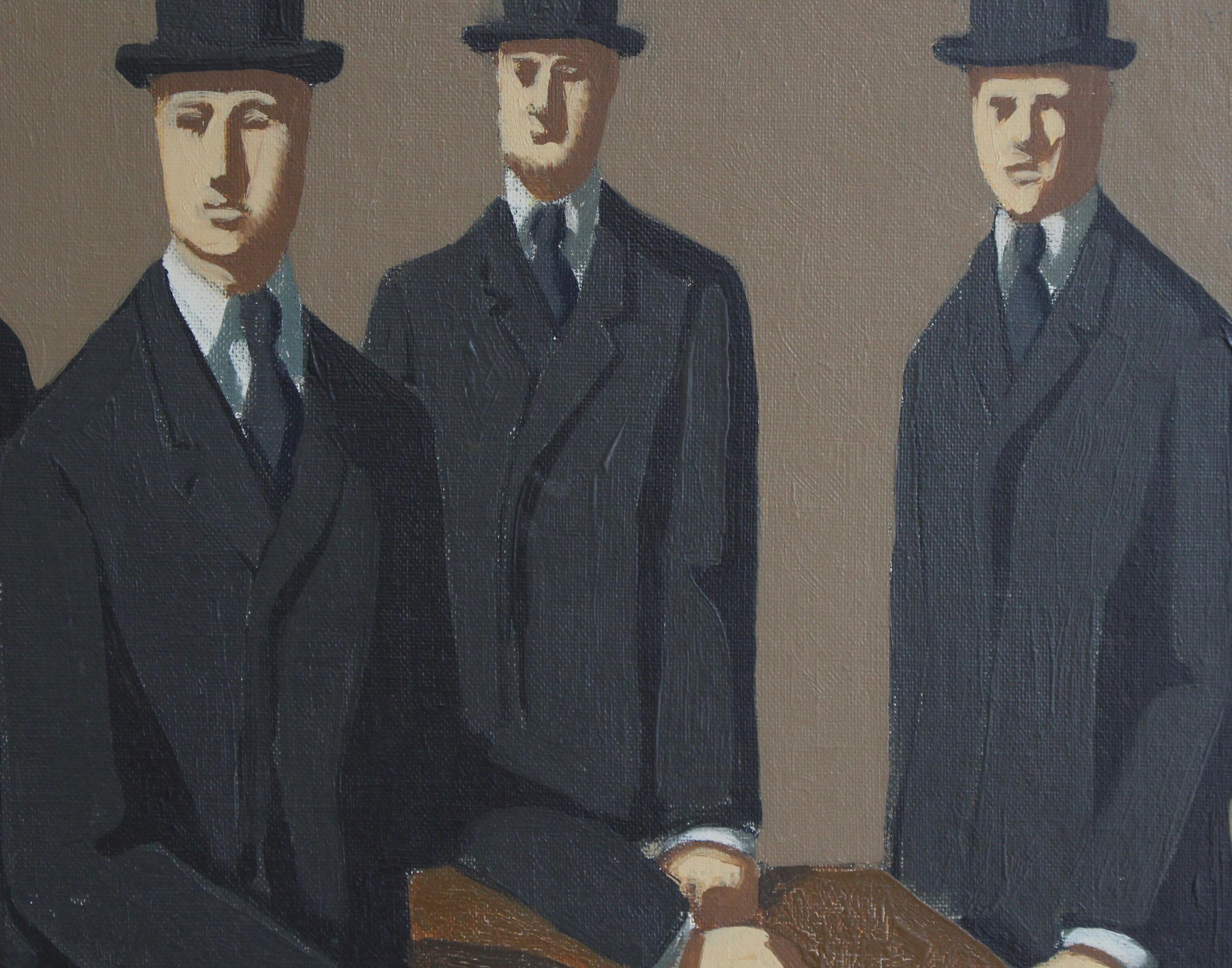 Hombres de traje y jugadores de bolos