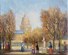 Beautiful Parisian Park Scene Fashionable Figures