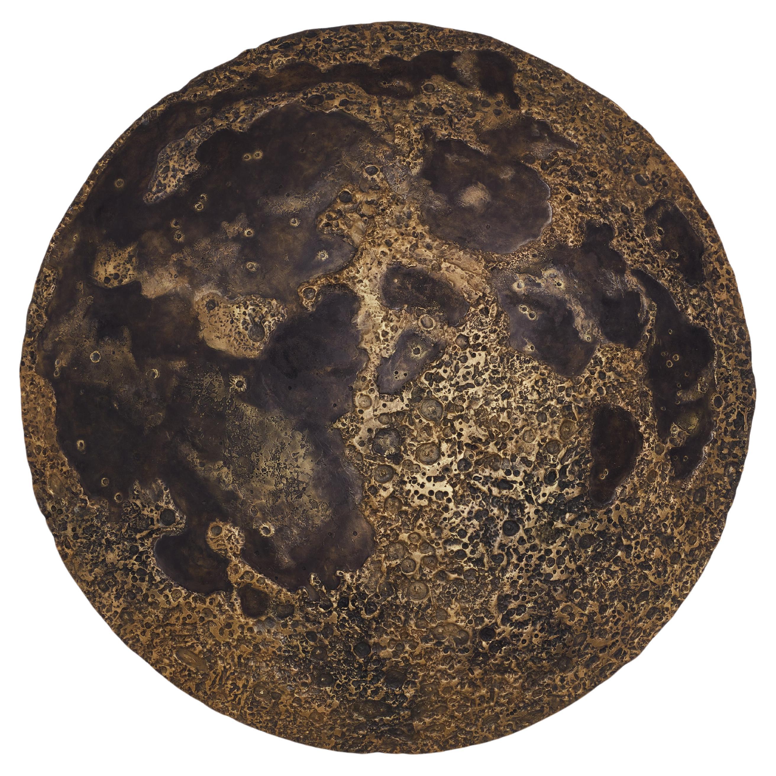 Michel Pichard bronze resin full moon wall mounted sculpture 2017 For Sale