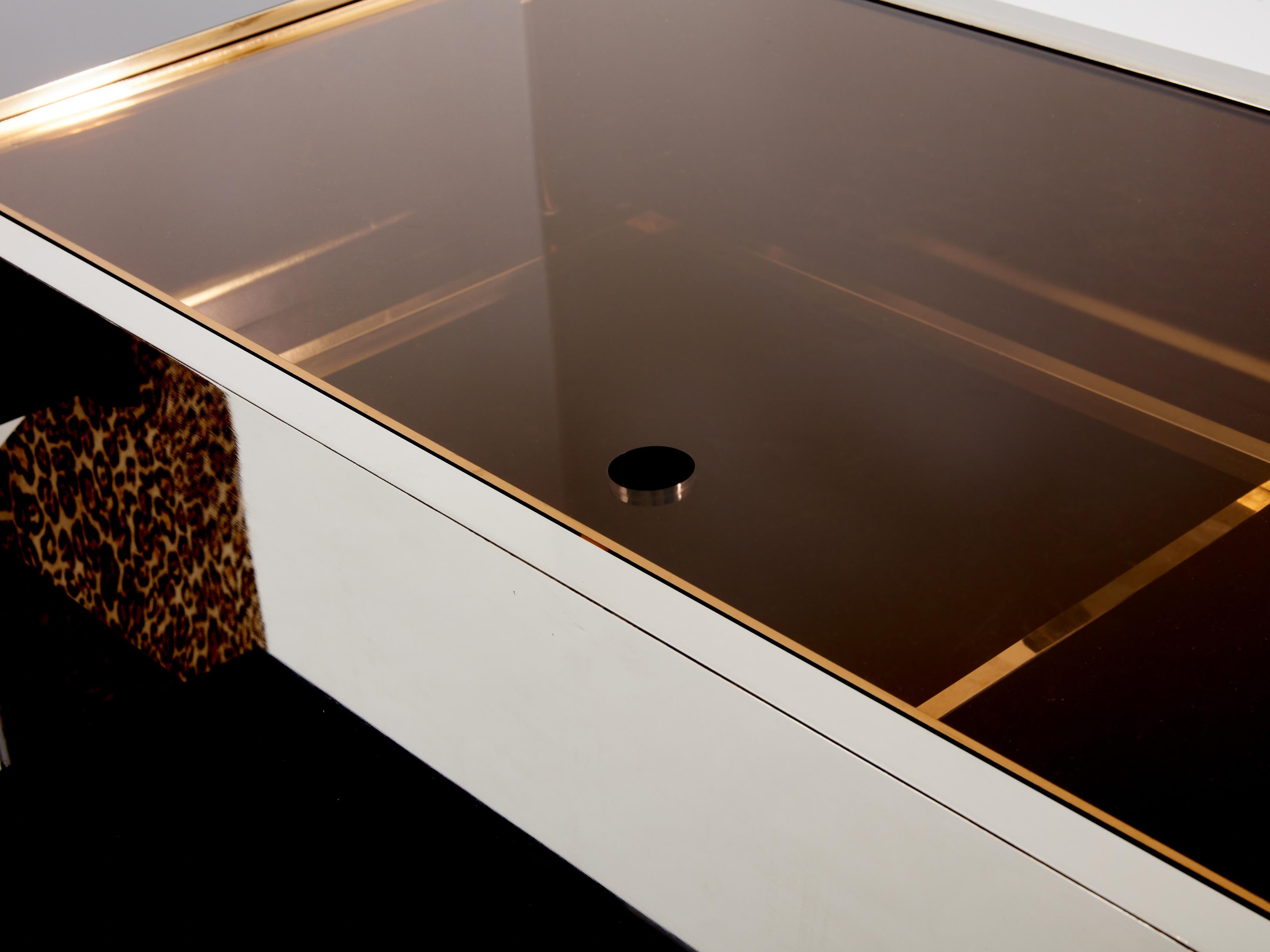 Michel Pigneres credenza bar leopardata a specchio in ottone 1969 in vendita 4