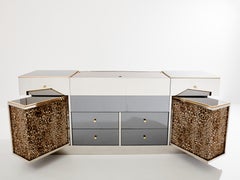 Michel Pigneres brass mirrored leopard bar sideboard 1969