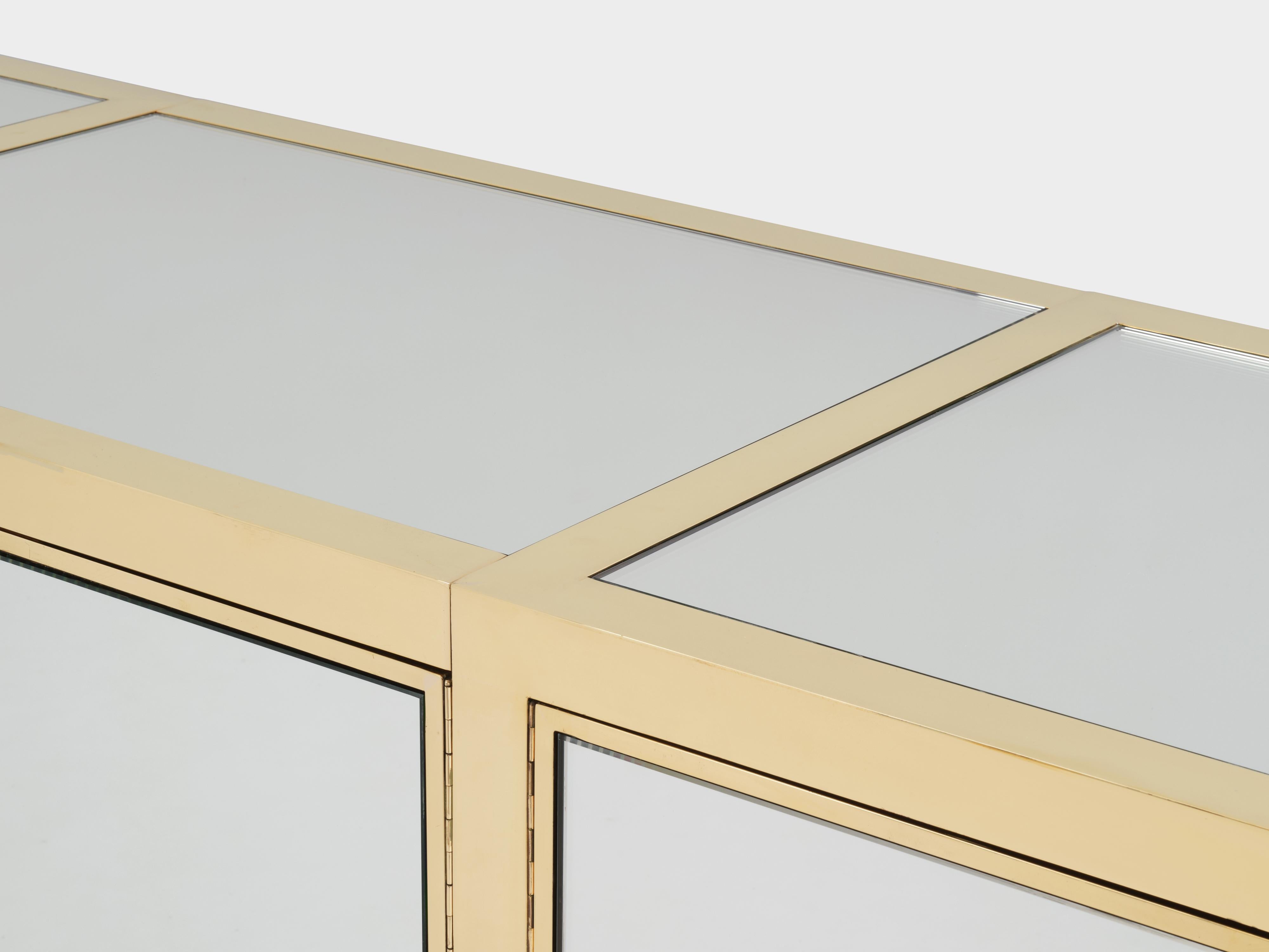 Michel Pigneres brass mirrored lucite feet sideboard 1970s For Sale 6