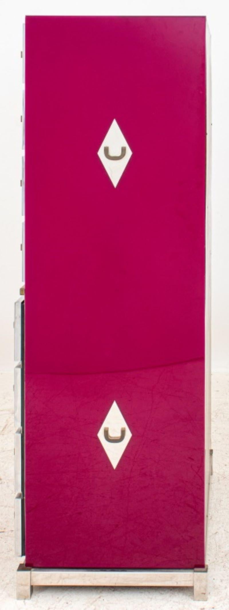 Mid-Century Modern Michel Pigneres Chrome & Purple Writing Cabinet