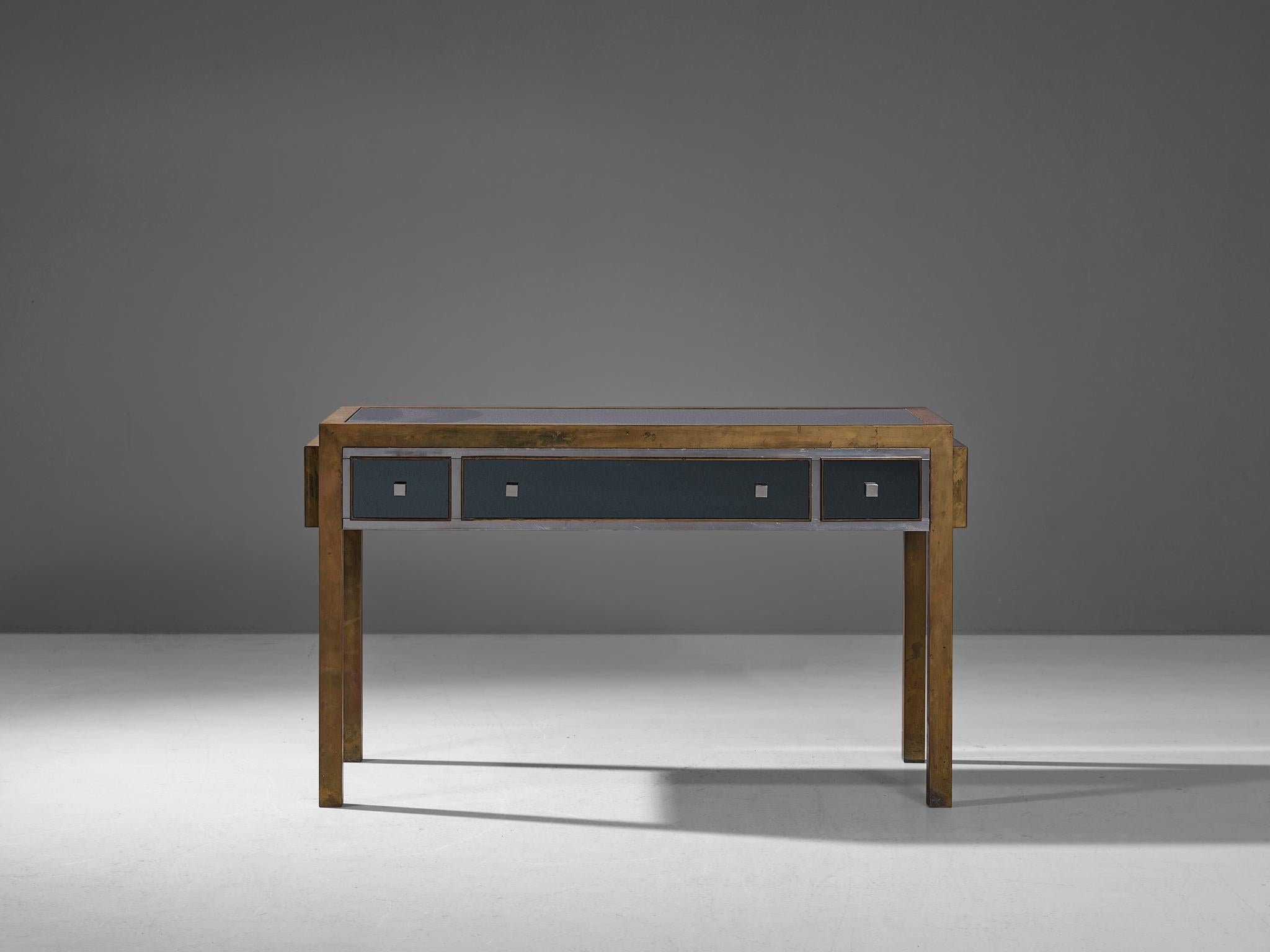 Michel Pigneres Console in Mirrored Glass and Brass  For Sale 1
