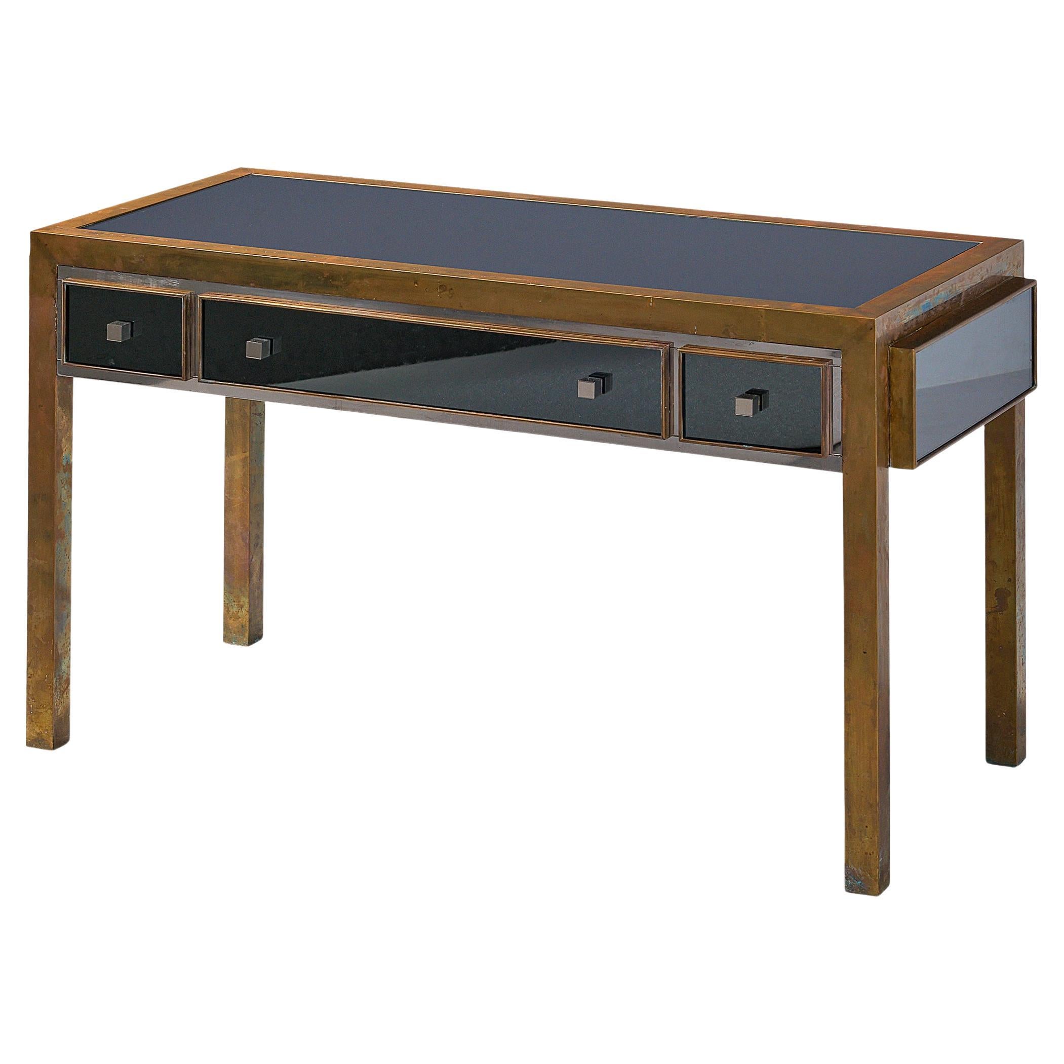 Michel Pigneres Console in Mirrored Glass and Brass  For Sale