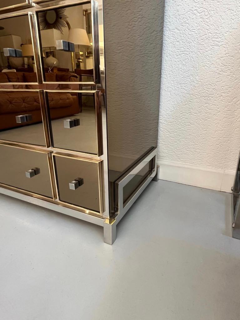 Michel Pigneres Mirrored Chest of Drawers, Ca. 1970s In Good Condition In Geneva, CH