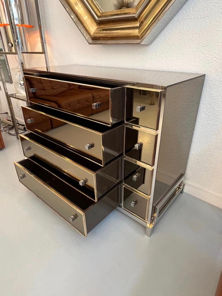 Michel Pigneres Mirrored Chest of Drawers, Ca. 1970s For Sale 1